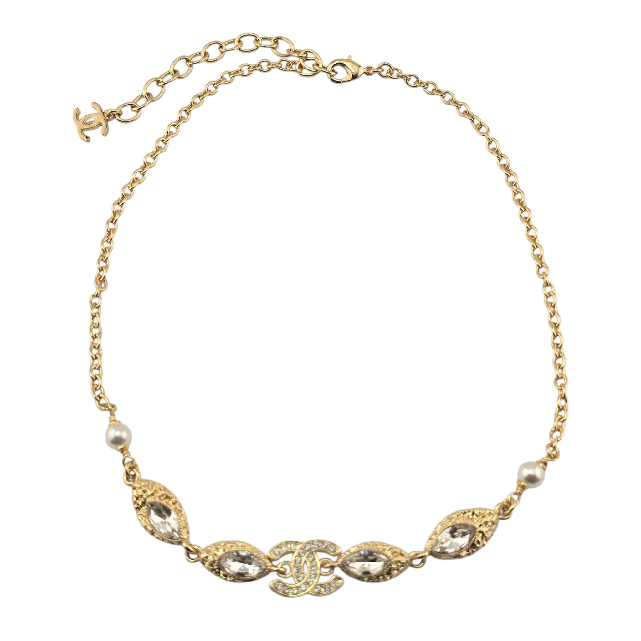 Chanel CC Gold Crystal Pendant Necklace 2026 CHANEL