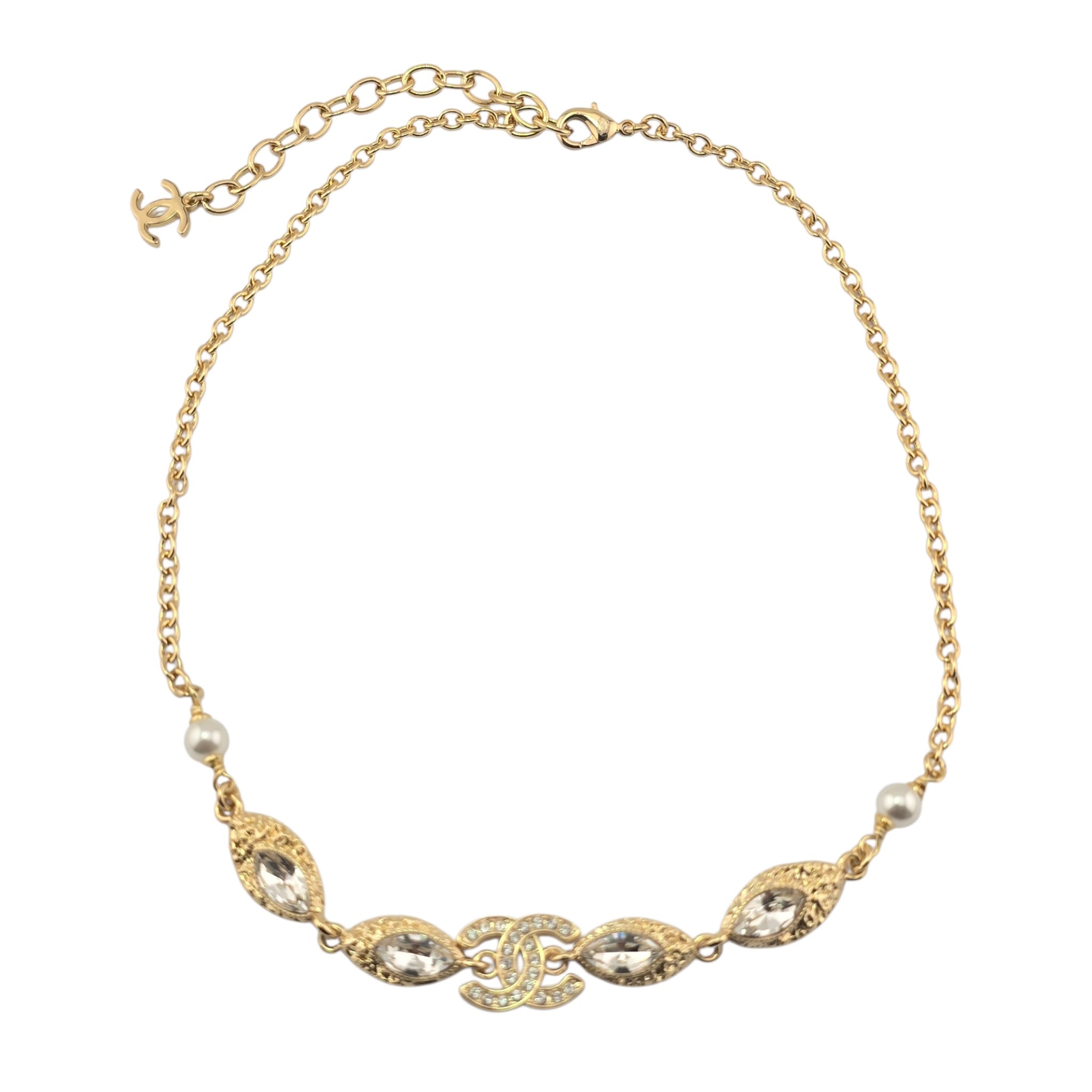 Chanel CC Gold Crystal Pendant Necklace 2026 CHANEL