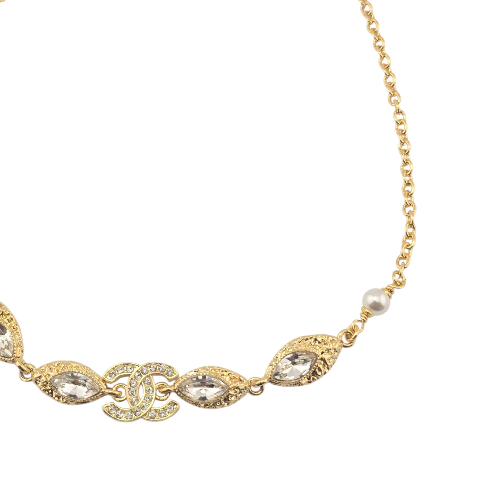 Chanel CC Gold Crystal Pendant Necklace 2026 CHANEL