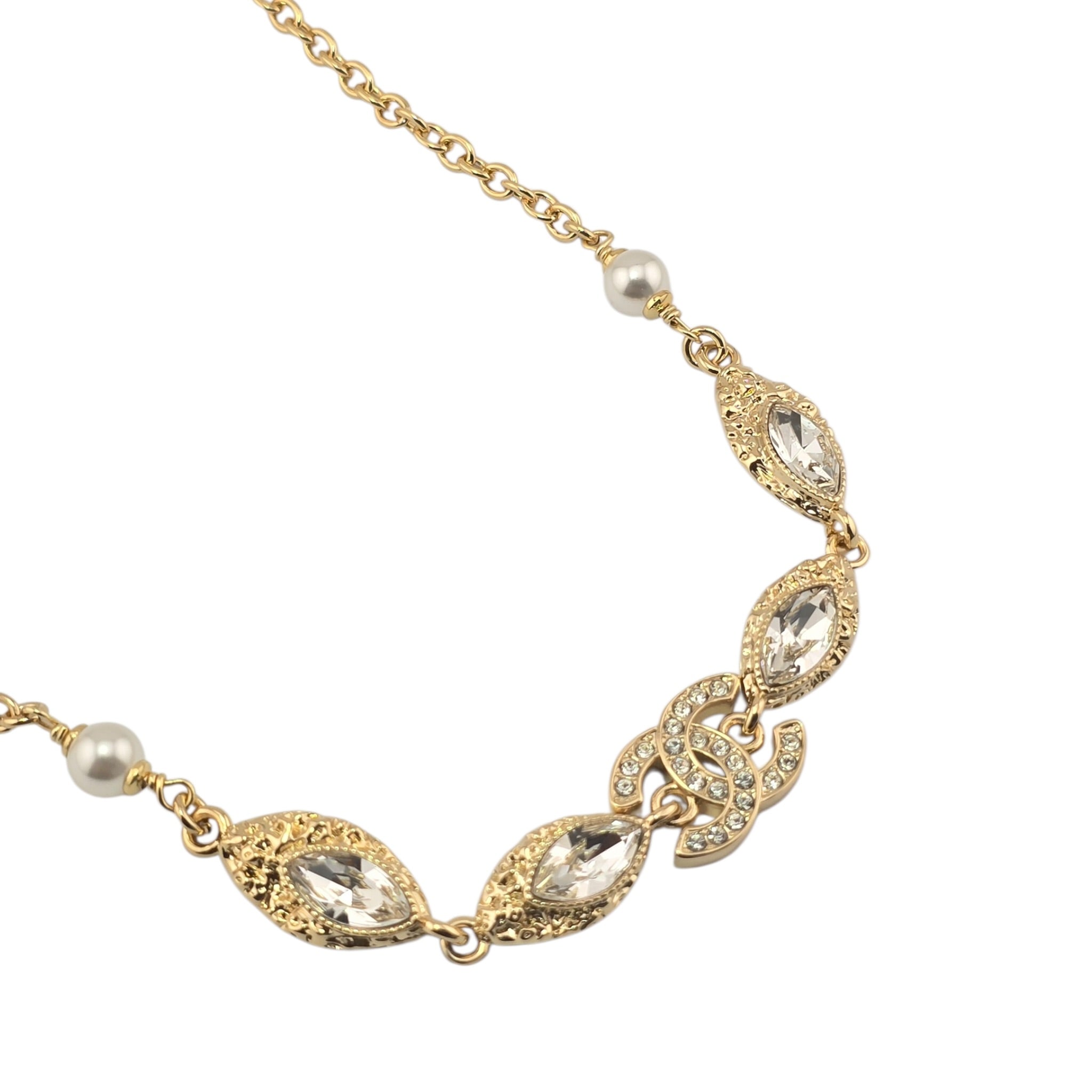 Chanel CC Gold Crystal Pendant Necklace 2026 CHANEL