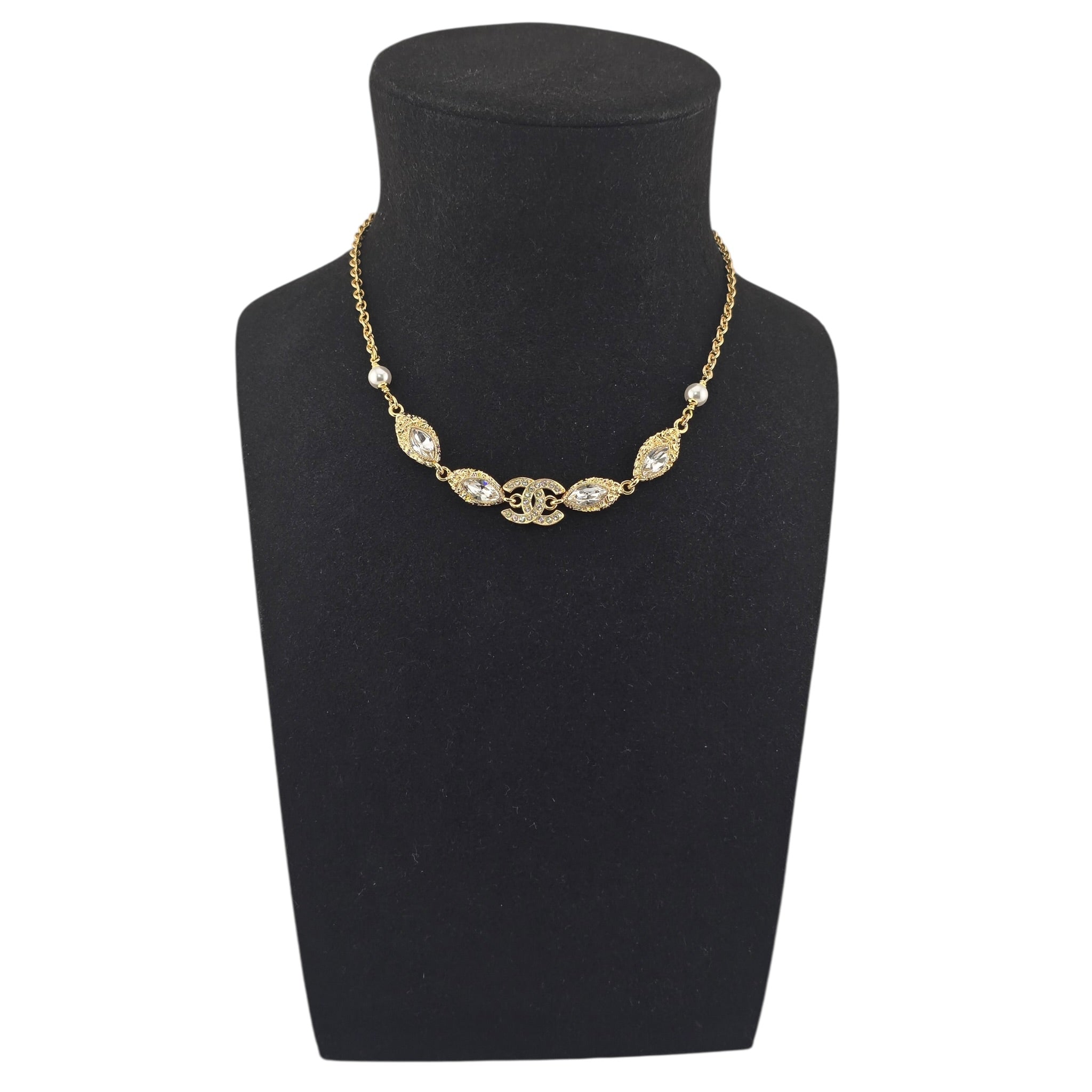 Chanel CC Gold Crystal Pendant Necklace 2026 CHANEL