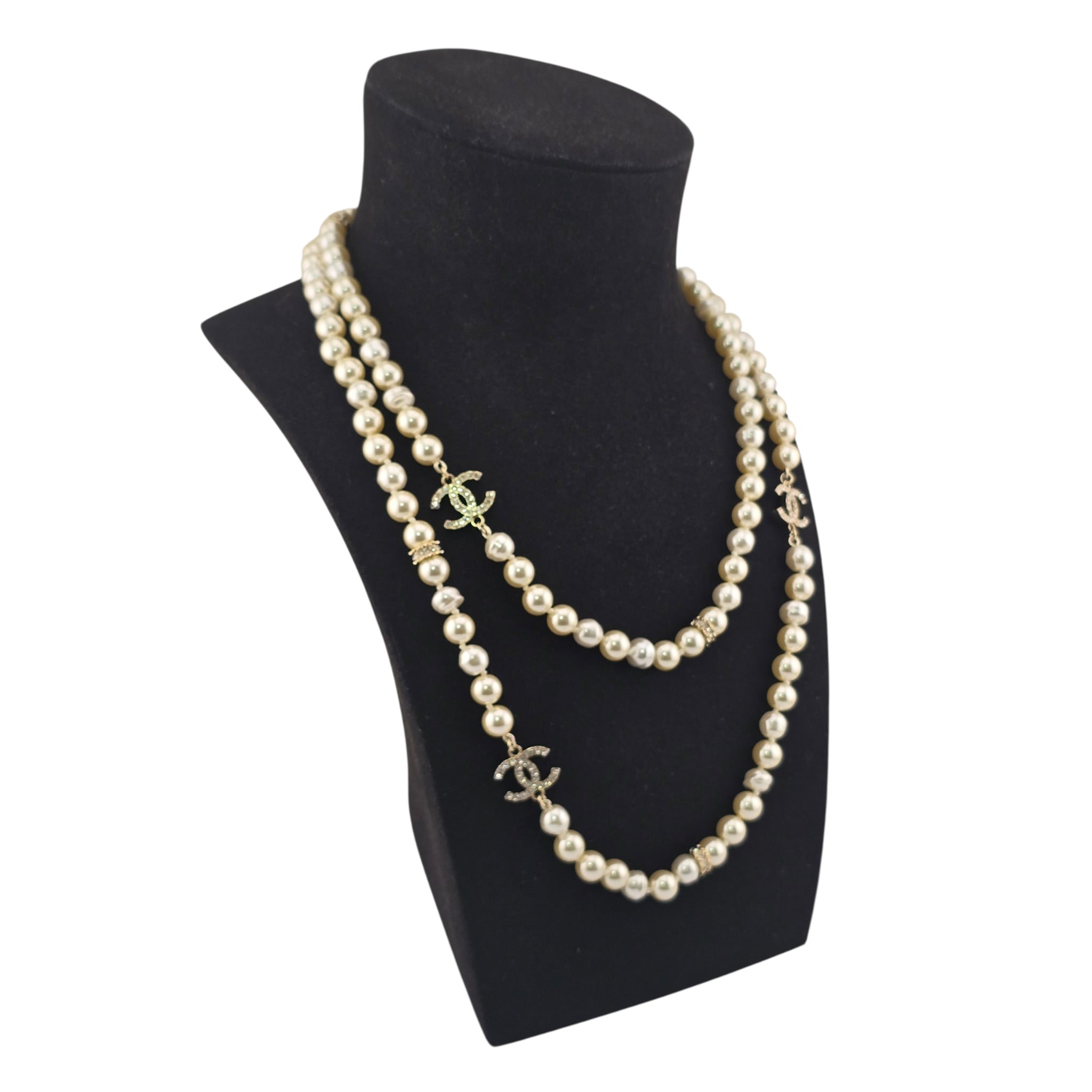 Chanel CC Long Faux Pearl Gold Necklace 2025 CHANEL