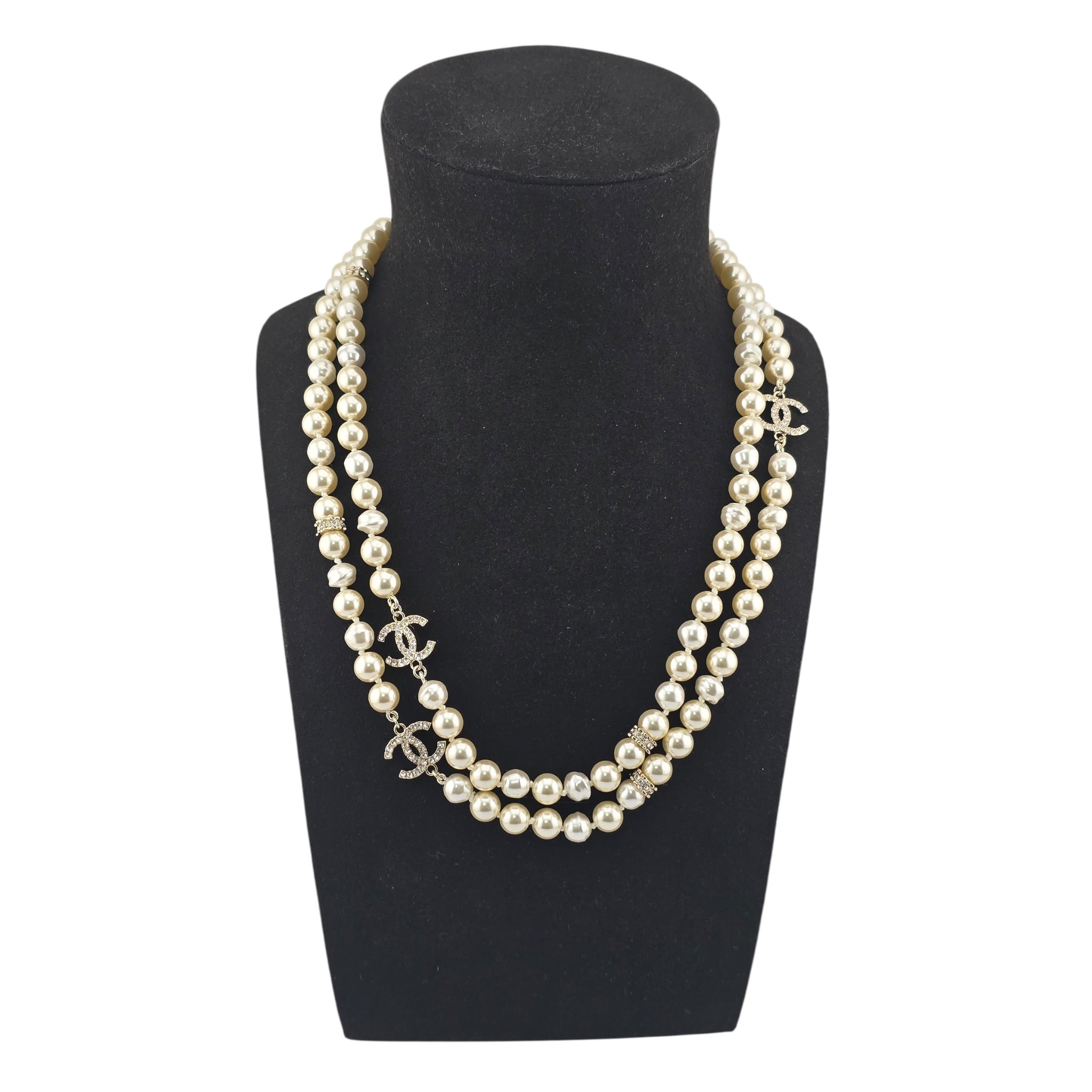 Chanel CC Long Faux Pearl Gold Necklace 2025 CHANEL