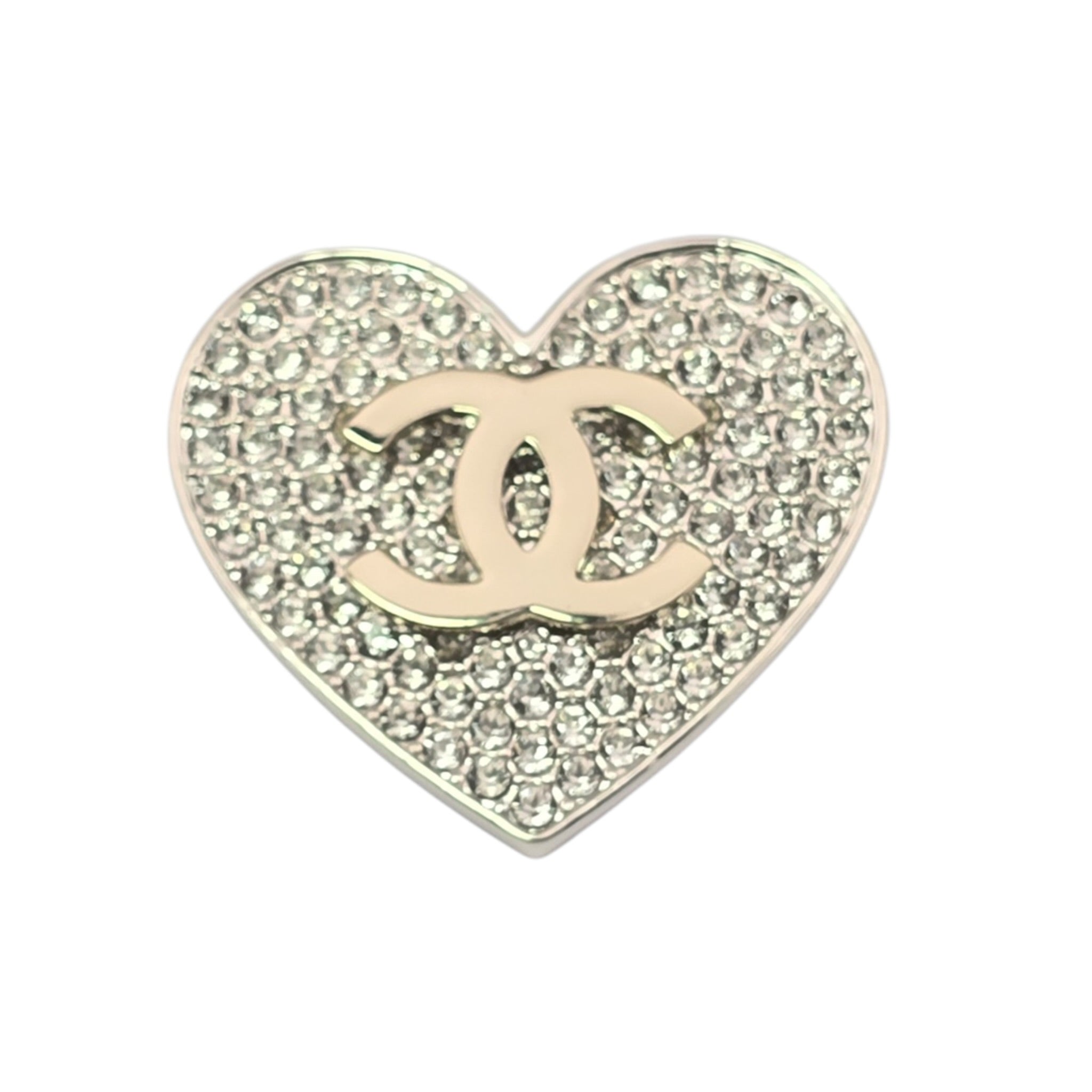 Chanel CC Gold Crystal Heart Brooch 2026 CHANEL