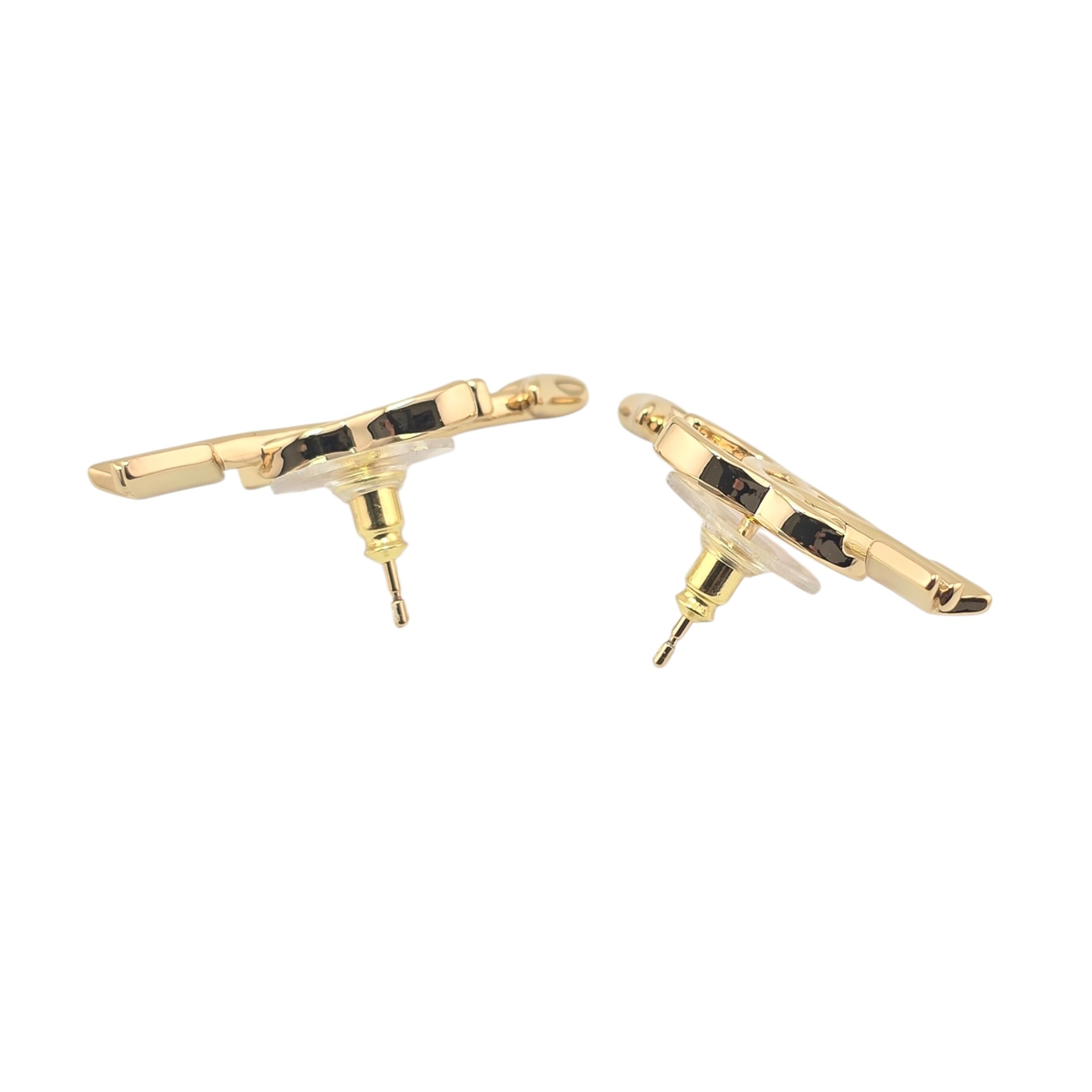 Chanel CC Arrow Stud Gold Earrings 2026 SS26 CHANEL