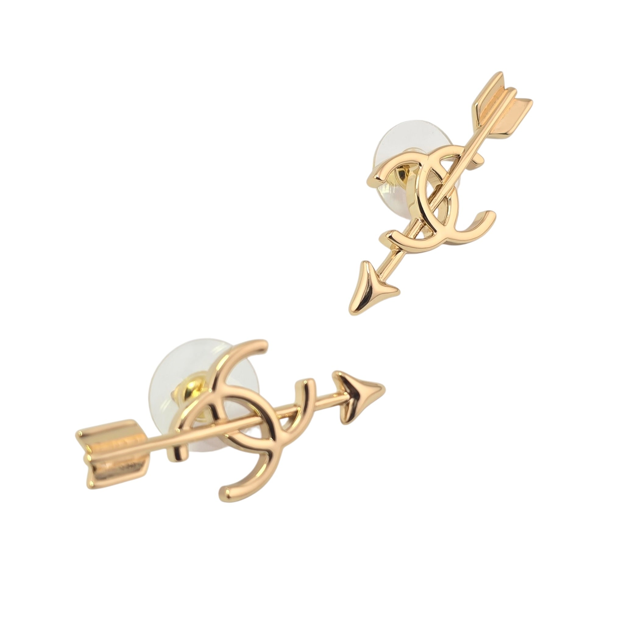 Chanel CC Arrow Stud Gold Earrings 2026 SS26 CHANEL