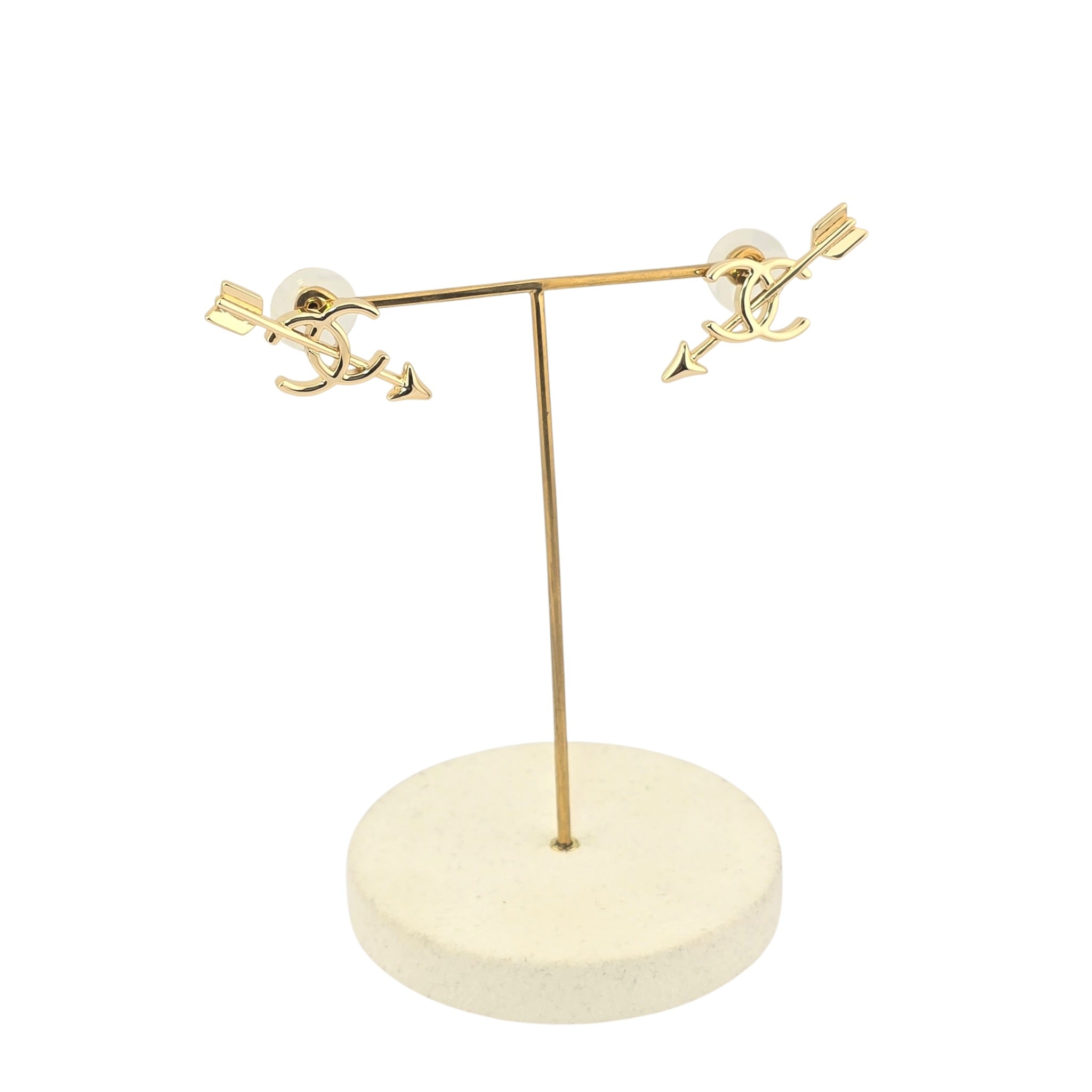 Chanel CC Arrow Stud Gold Earrings 2026 SS26 CHANEL