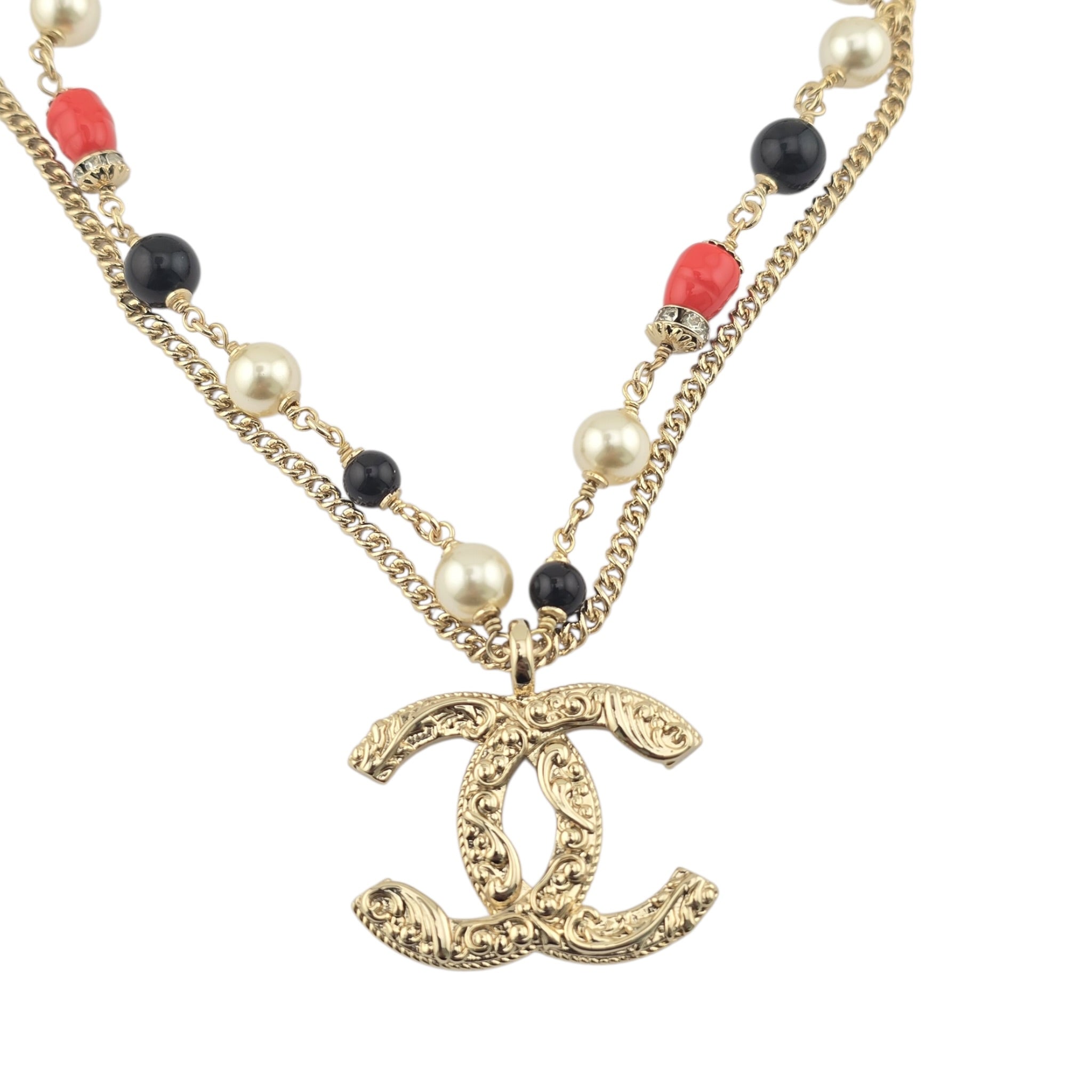 Chanel CC Gold Crystal Pendant Necklace 2021 CHANEL