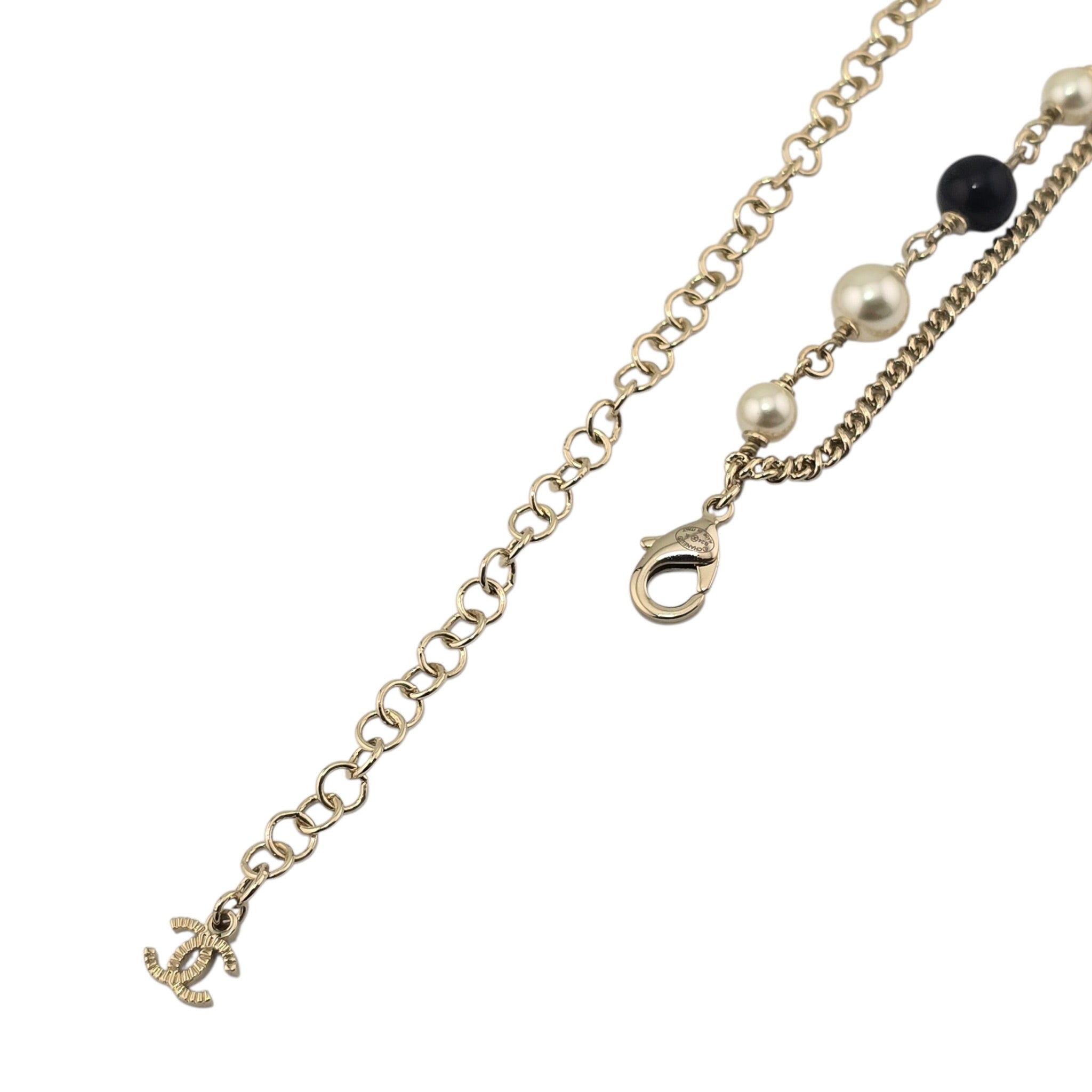 Chanel CC Gold Faux Pearl Pendant Necklace 2024 CHANEL
