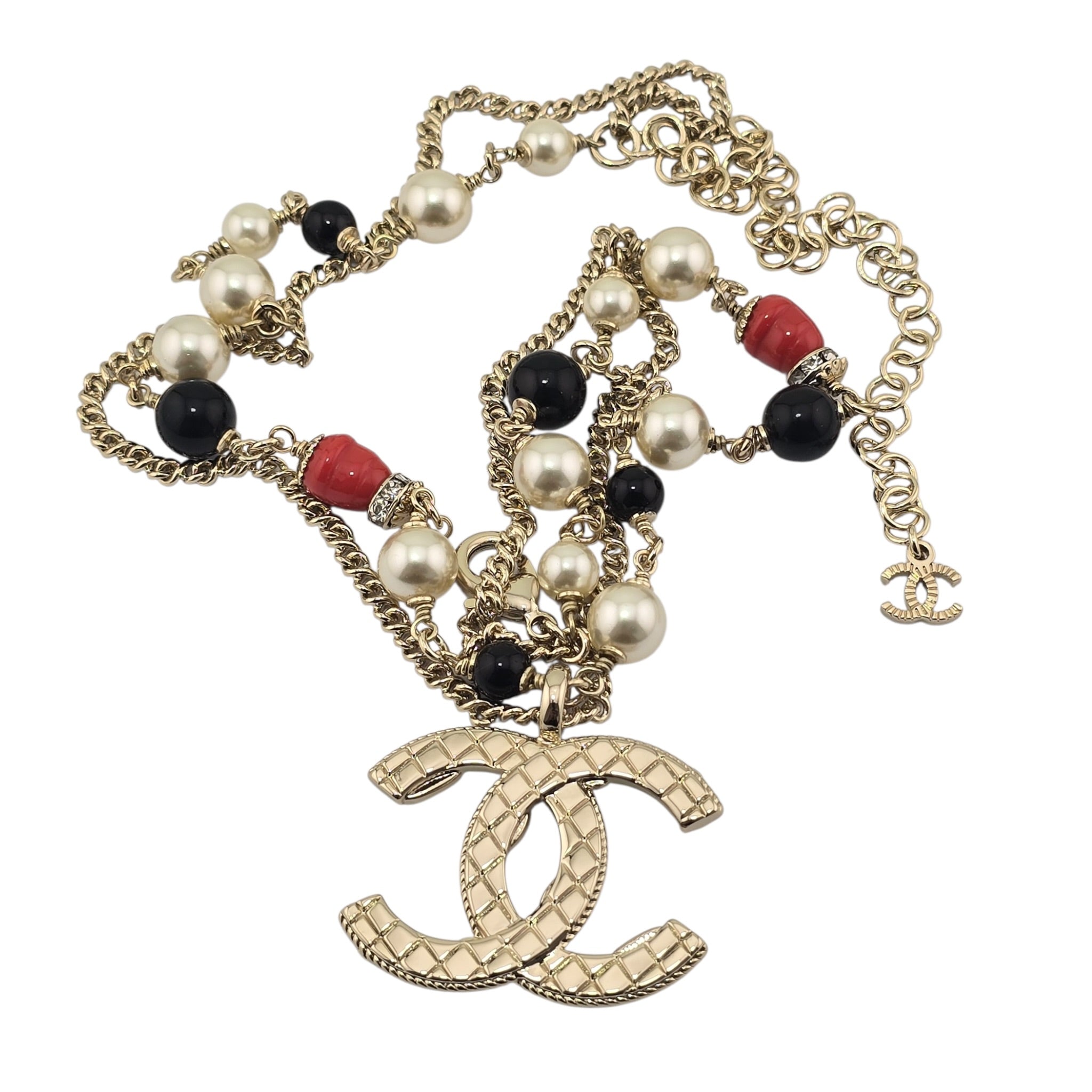 Chanel CC Gold Faux Pearl Pendant Necklace 2024 CHANEL