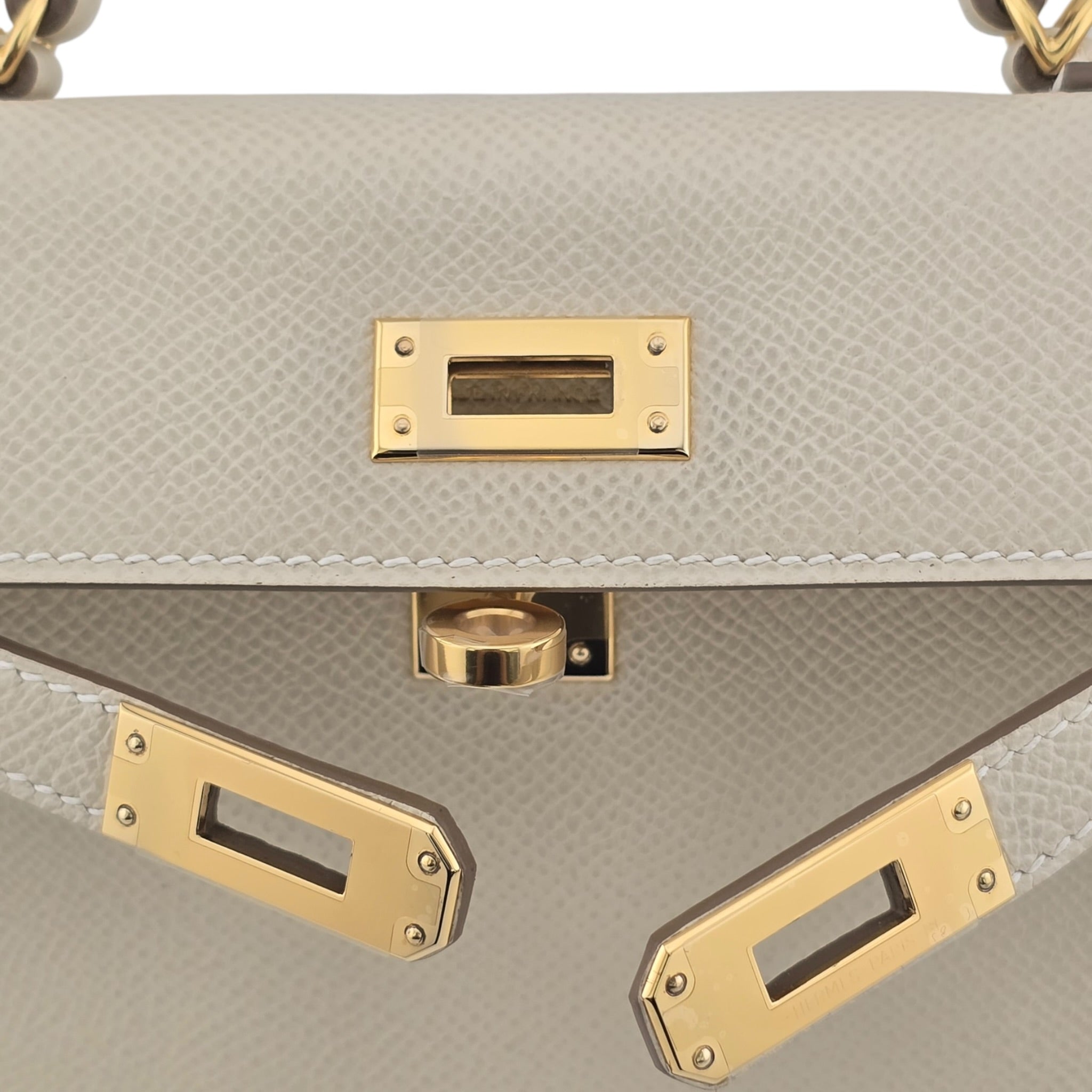 Hermes Mini Kelly II Epsom Craie Gold Hardware HERMES