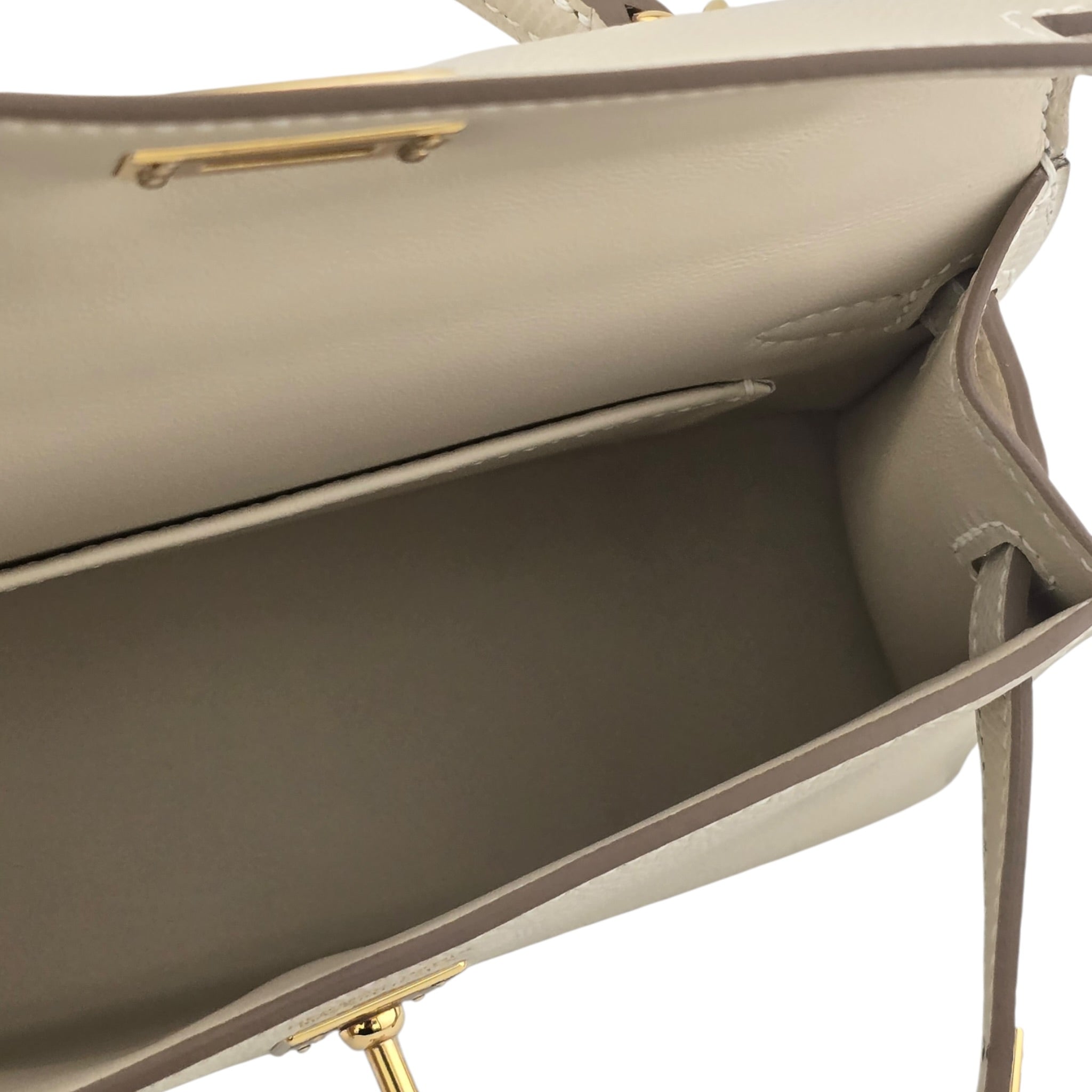 Hermes Mini Kelly II Epsom Craie Gold Hardware HERMES