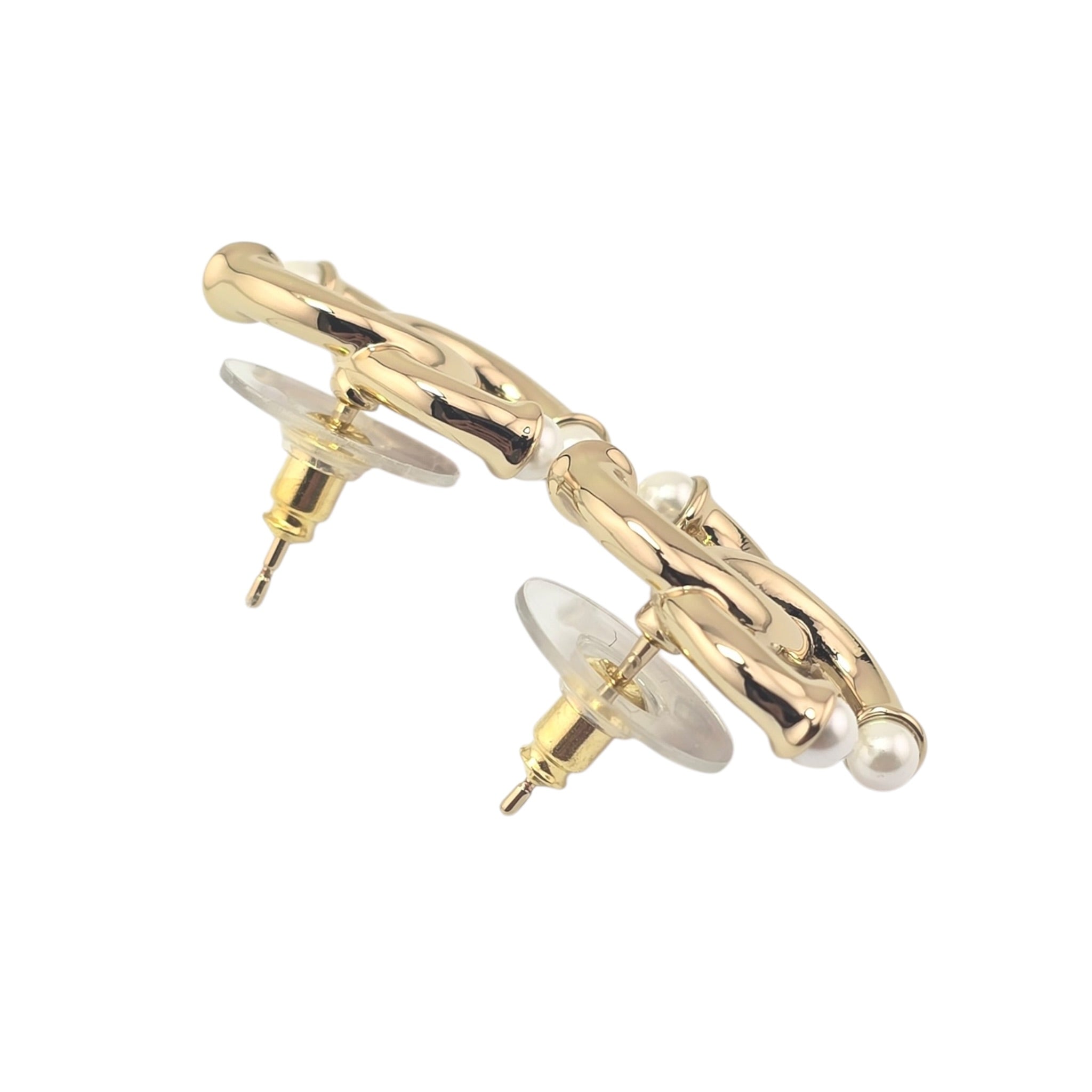 Chanel CC Gold Faux Pearl Stud Earrings 2026 CHANEL