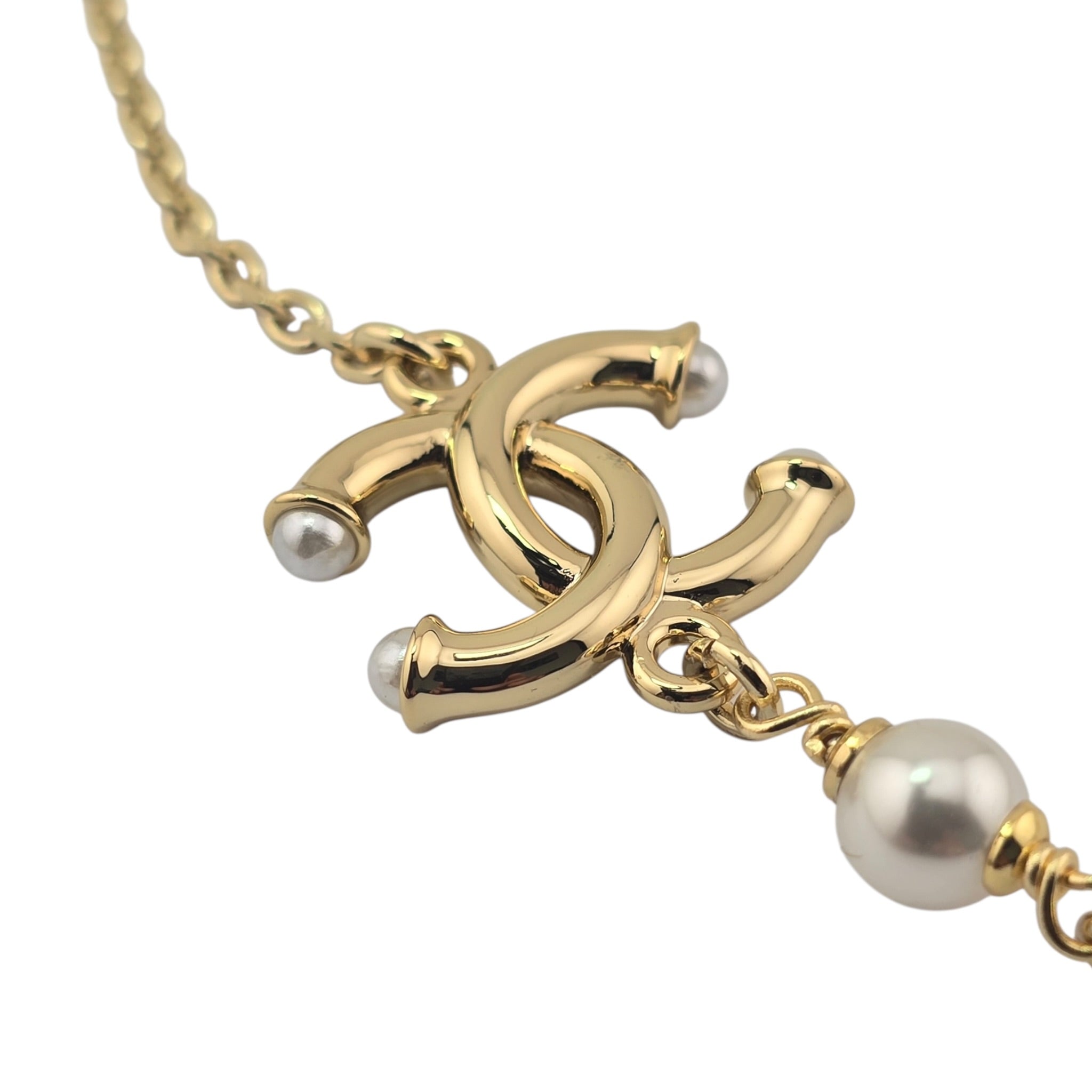 Chanel CC Faux Pearl Gold Pendant Necklace 2026 CHANEL