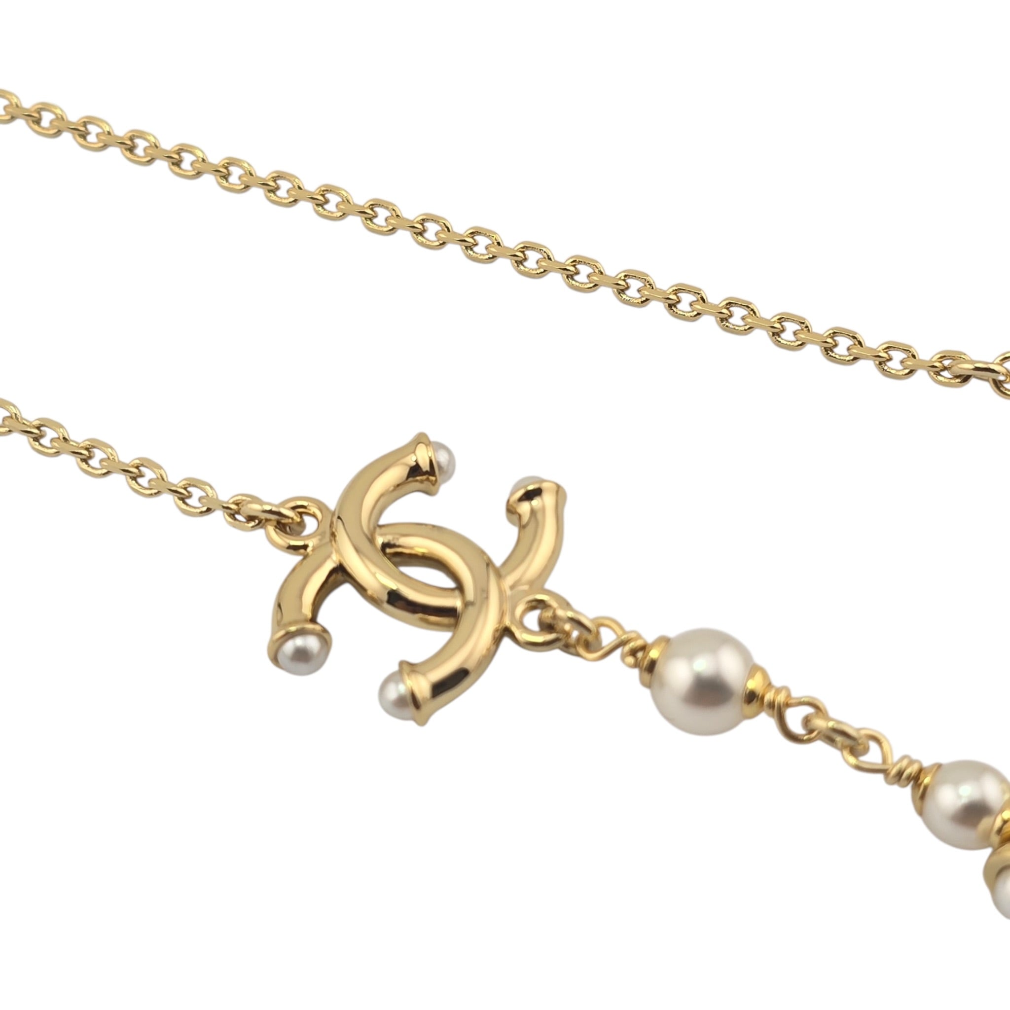 Chanel CC Faux Pearl Gold Pendant Necklace 2026 CHANEL