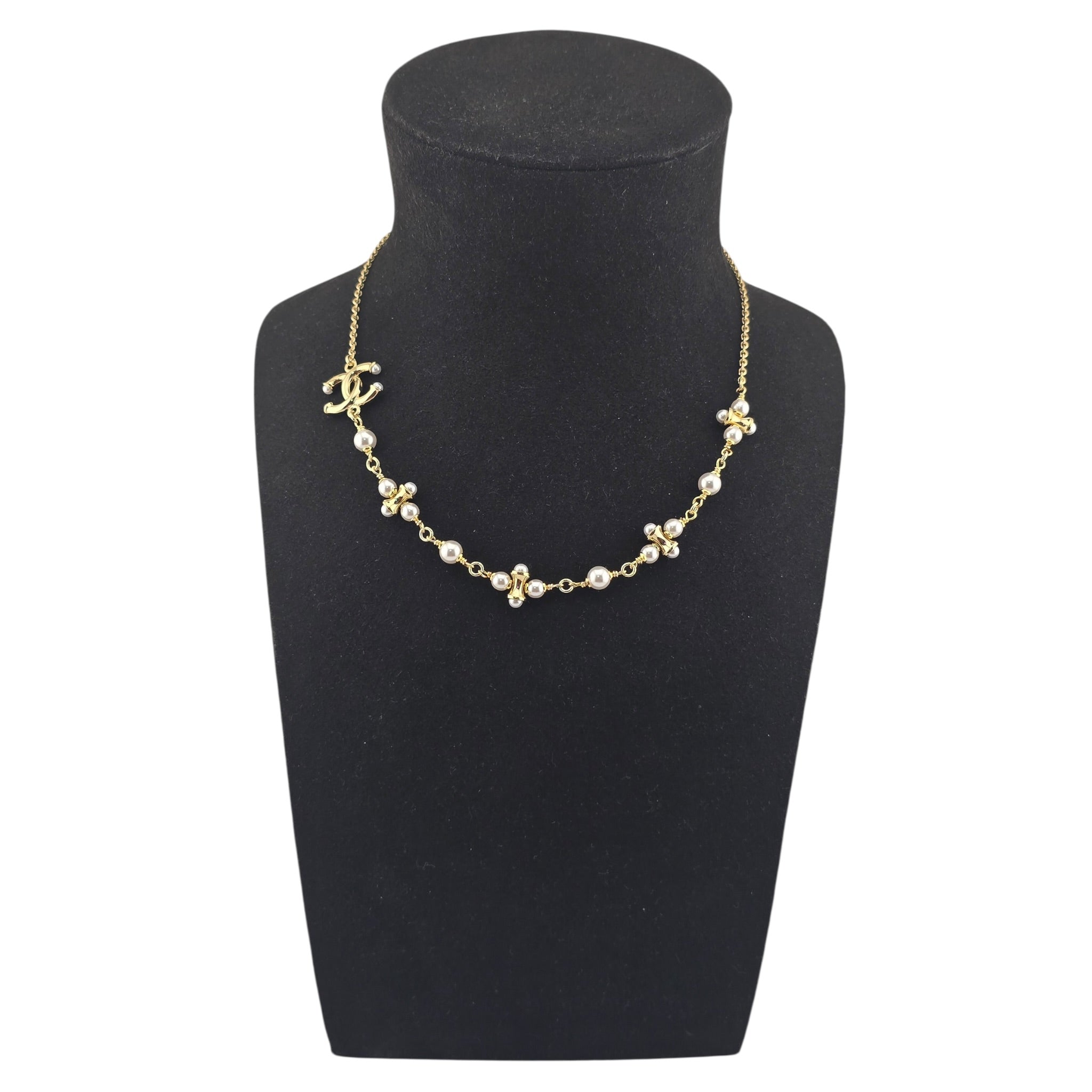 Chanel CC Faux Pearl Gold Pendant Necklace 2026 CHANEL