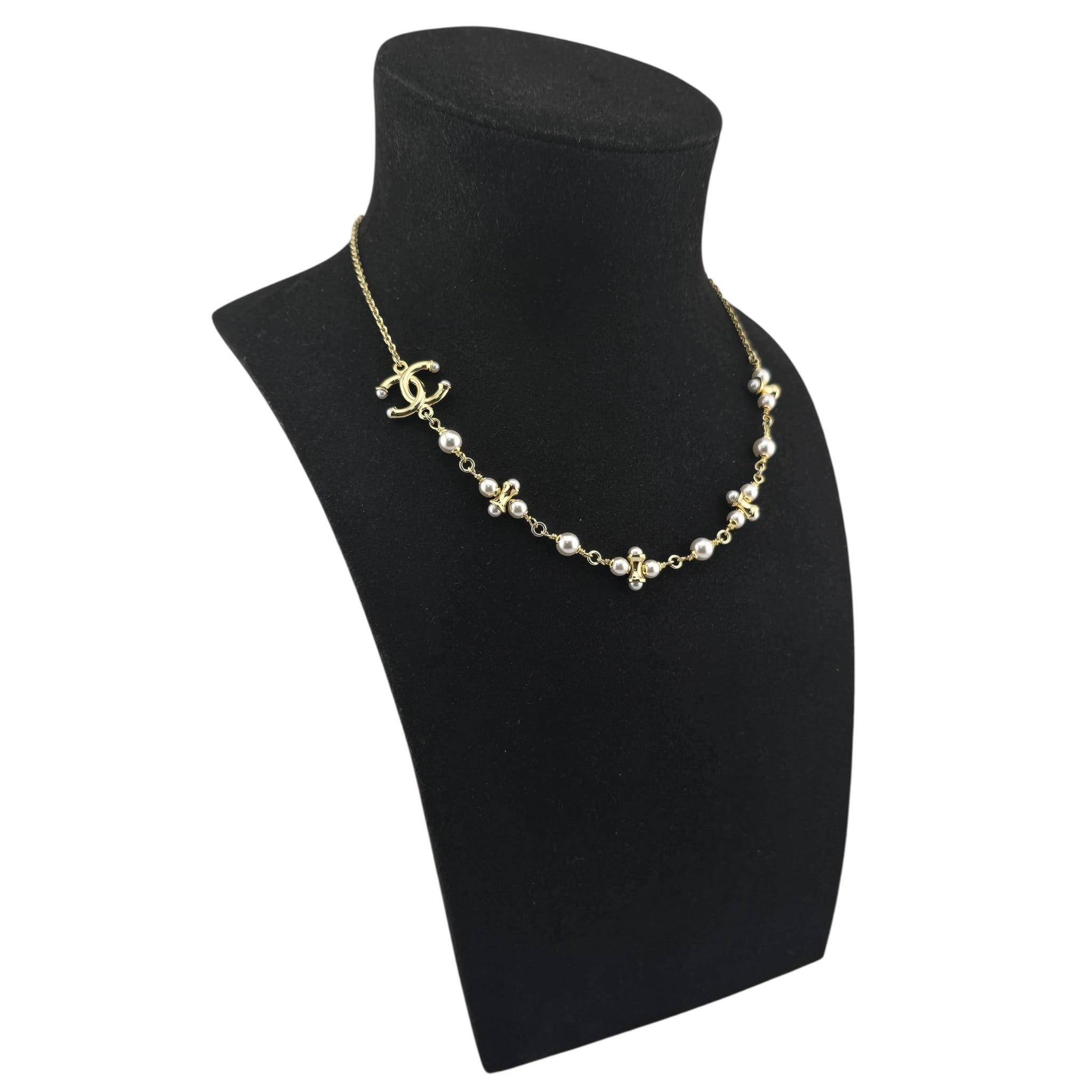 Chanel CC Faux Pearl Gold Pendant Necklace 2026 CHANEL