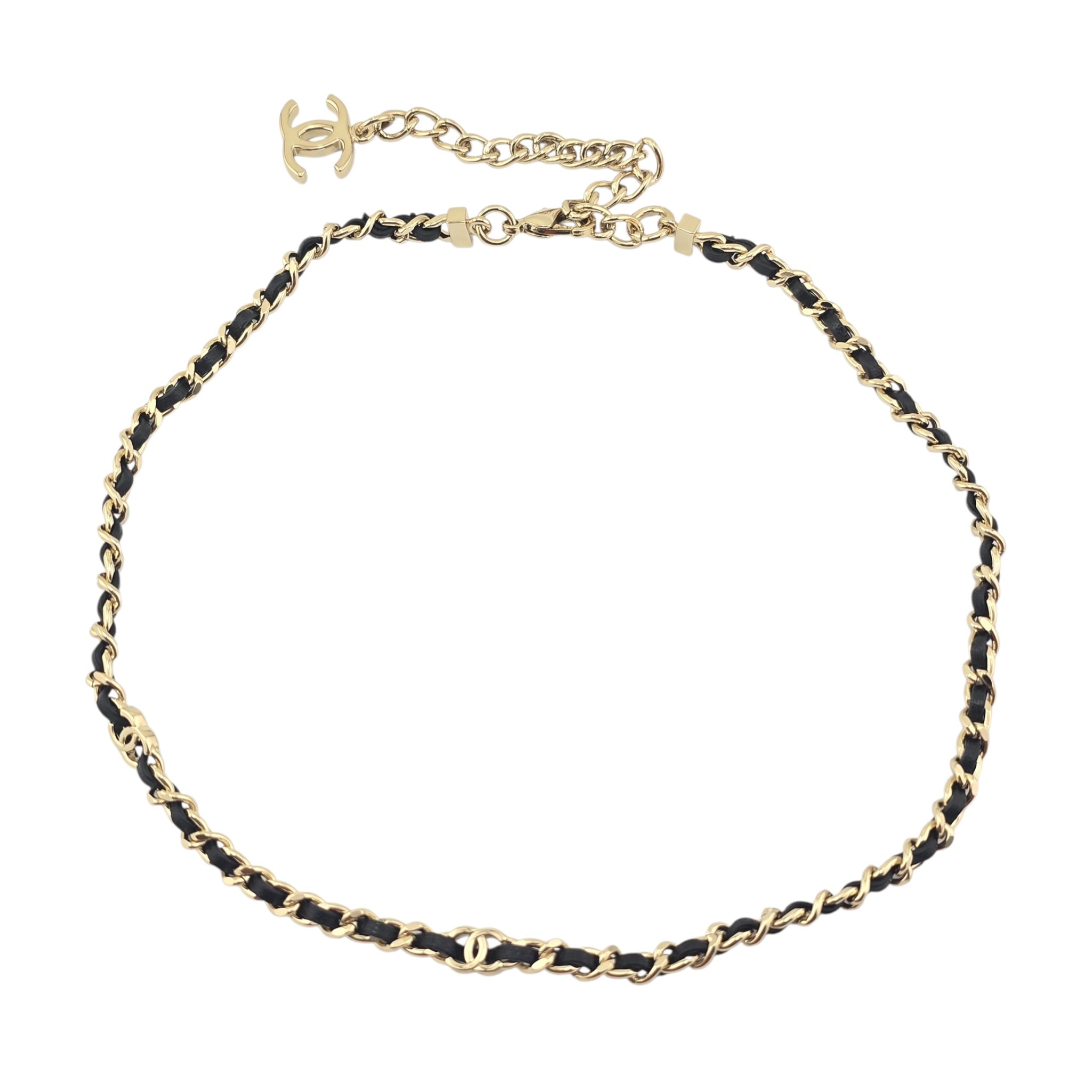 Chanel CC Lambskin Choker Black Gold Necklace 2026 CHANEL
