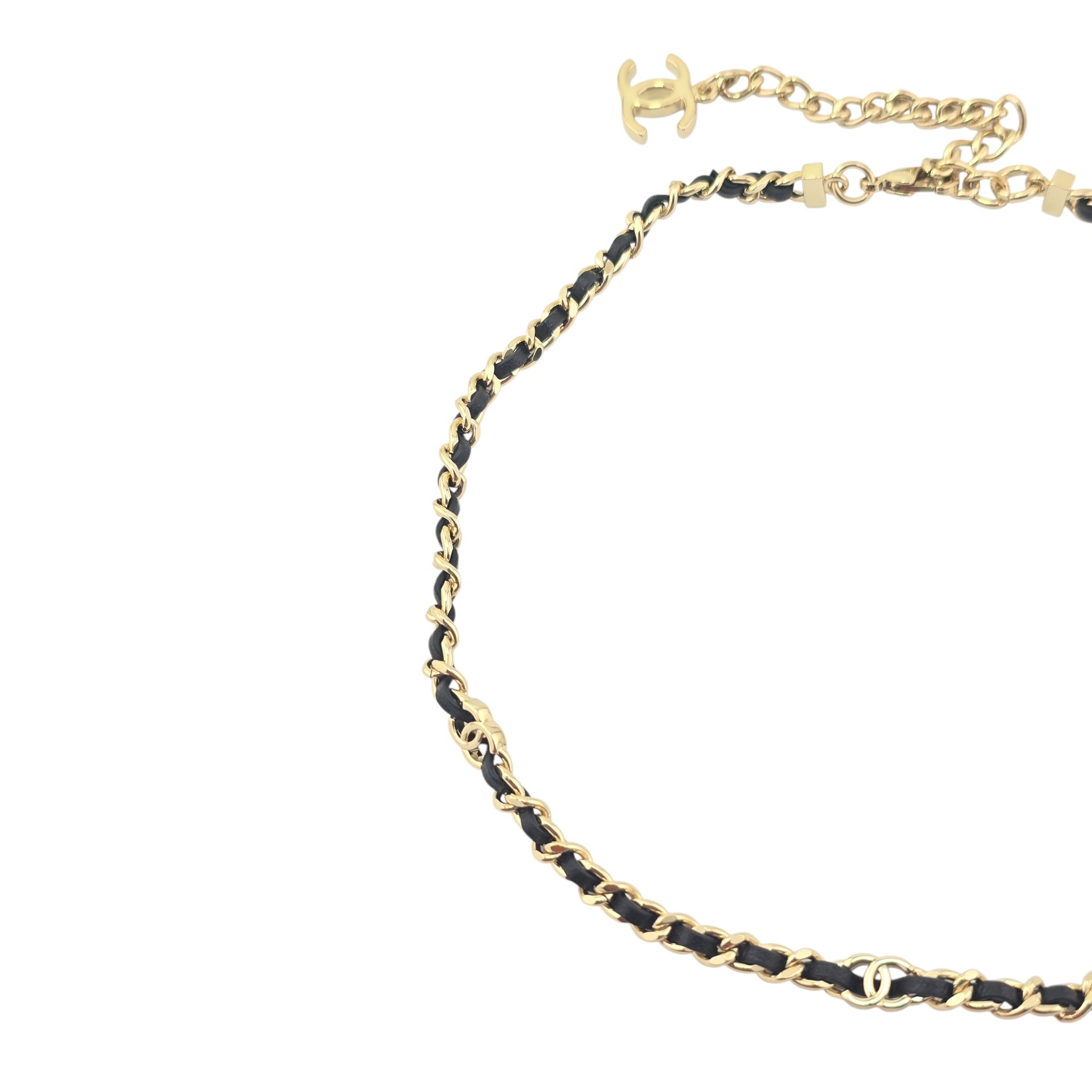 Chanel CC Lambskin Choker Black Gold Necklace 2026 CHANEL
