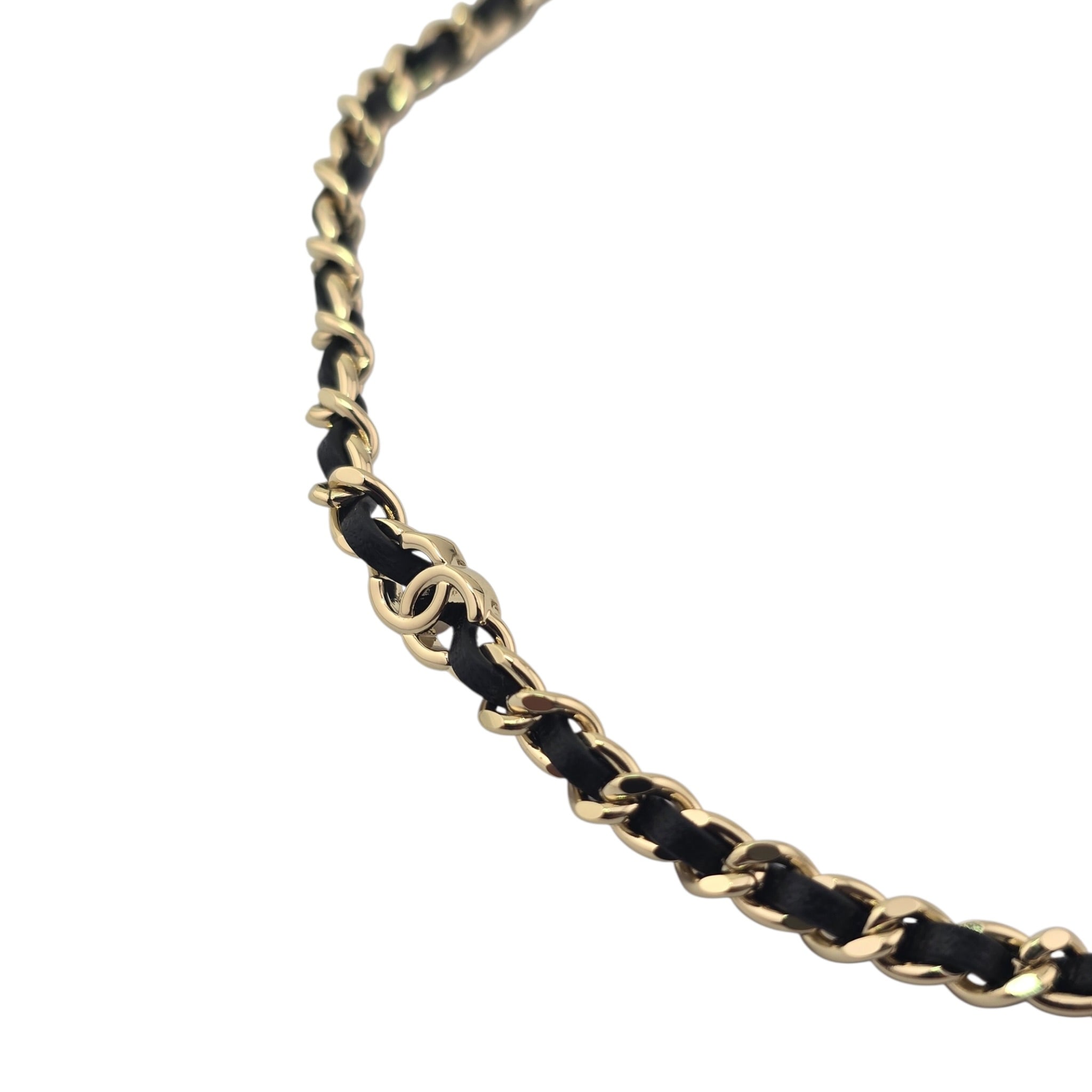 Chanel CC Lambskin Choker Black Gold Necklace 2026 CHANEL