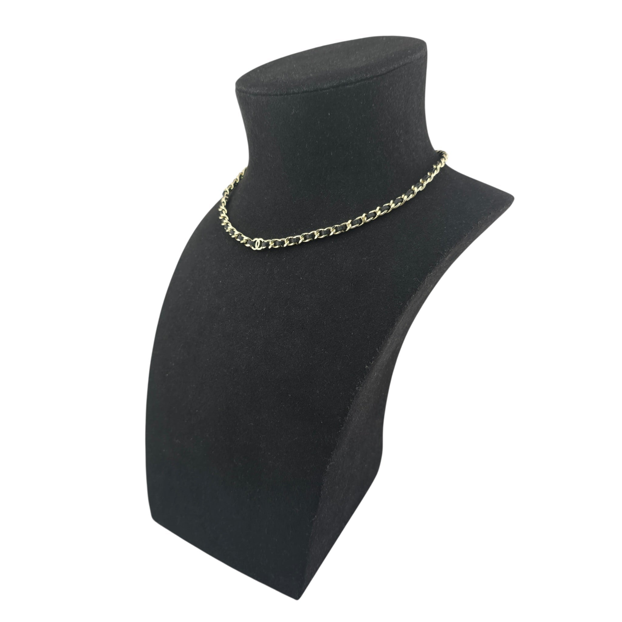 Chanel CC Lambskin Choker Black Gold Necklace 2026 CHANEL
