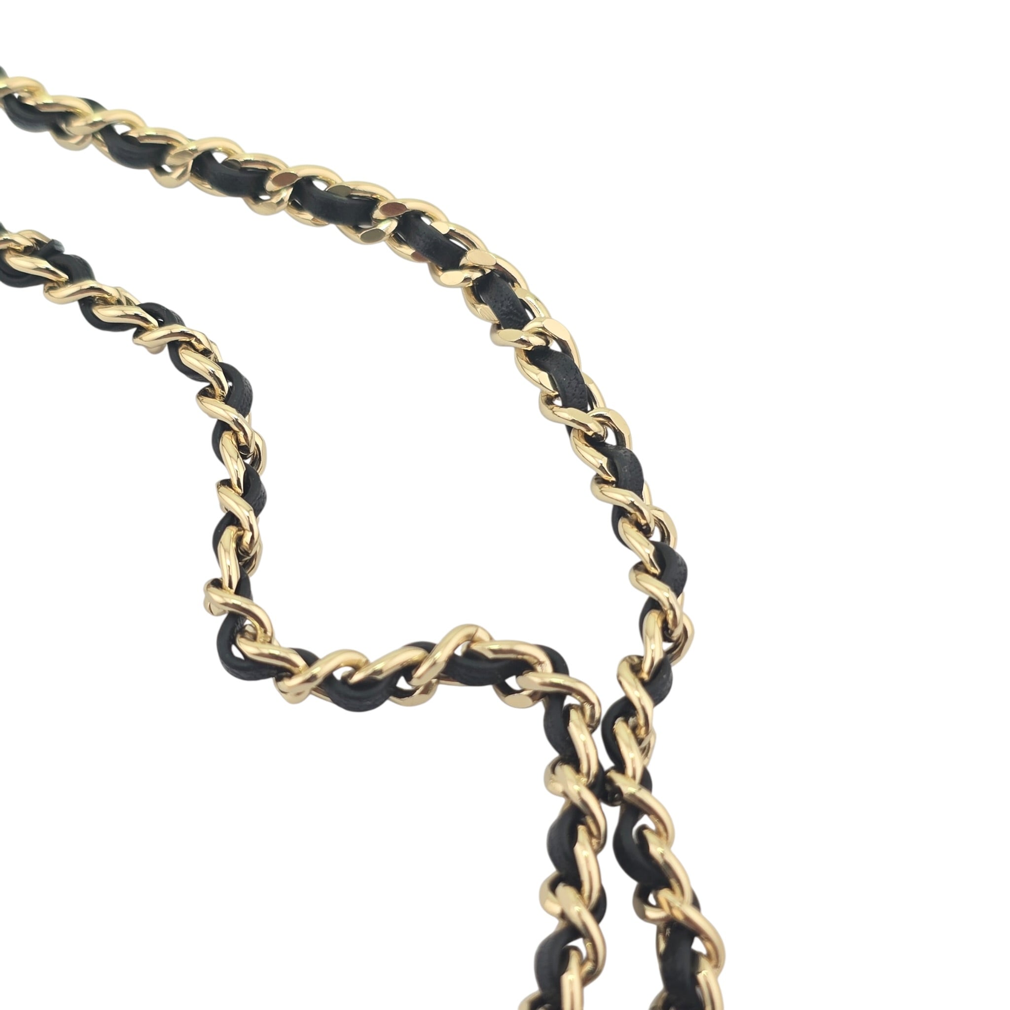 Chanel CC Long Lambskin Black Gold Necklace 2026 CHANEL