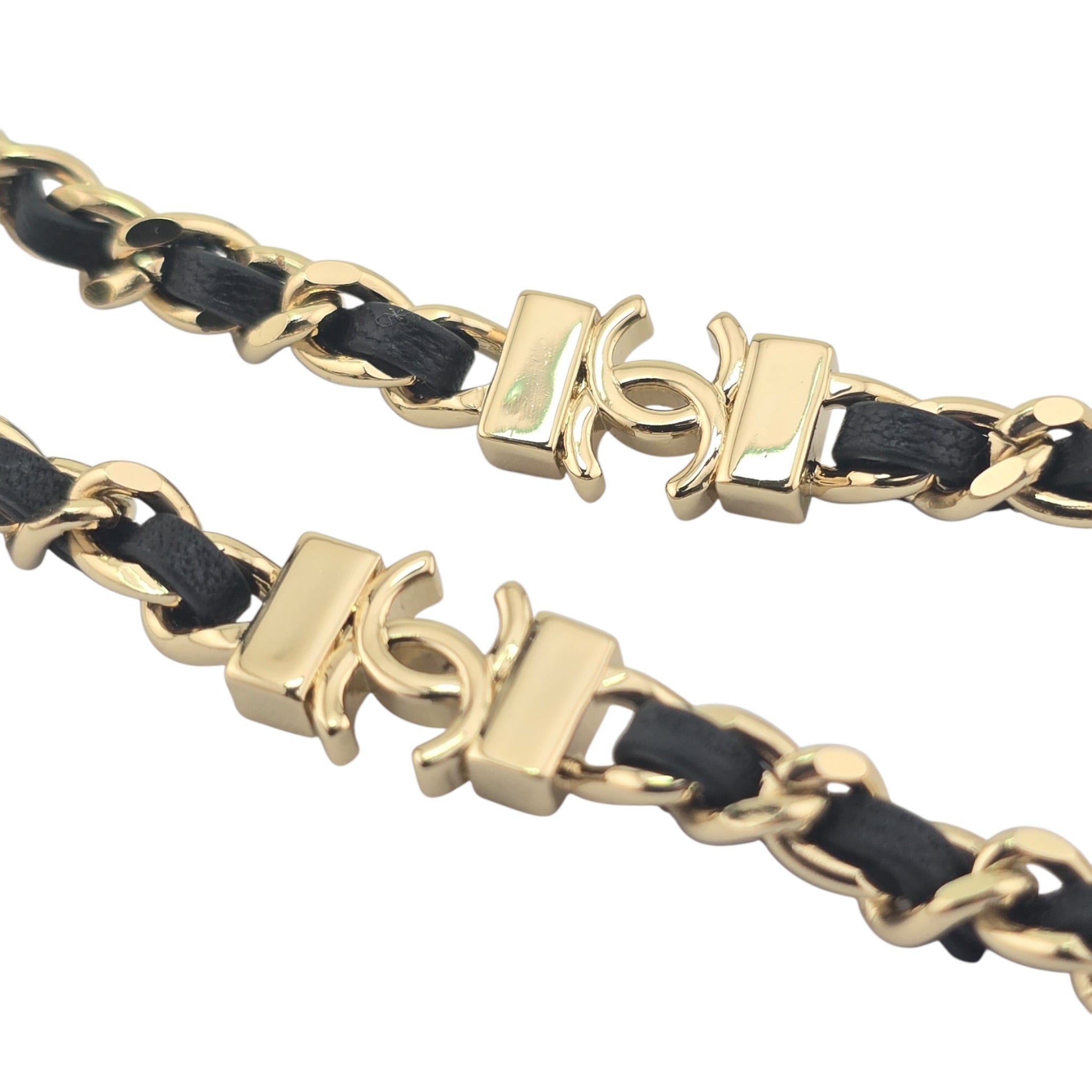 Chanel CC Long Lambskin Black Gold Necklace 2026 CHANEL