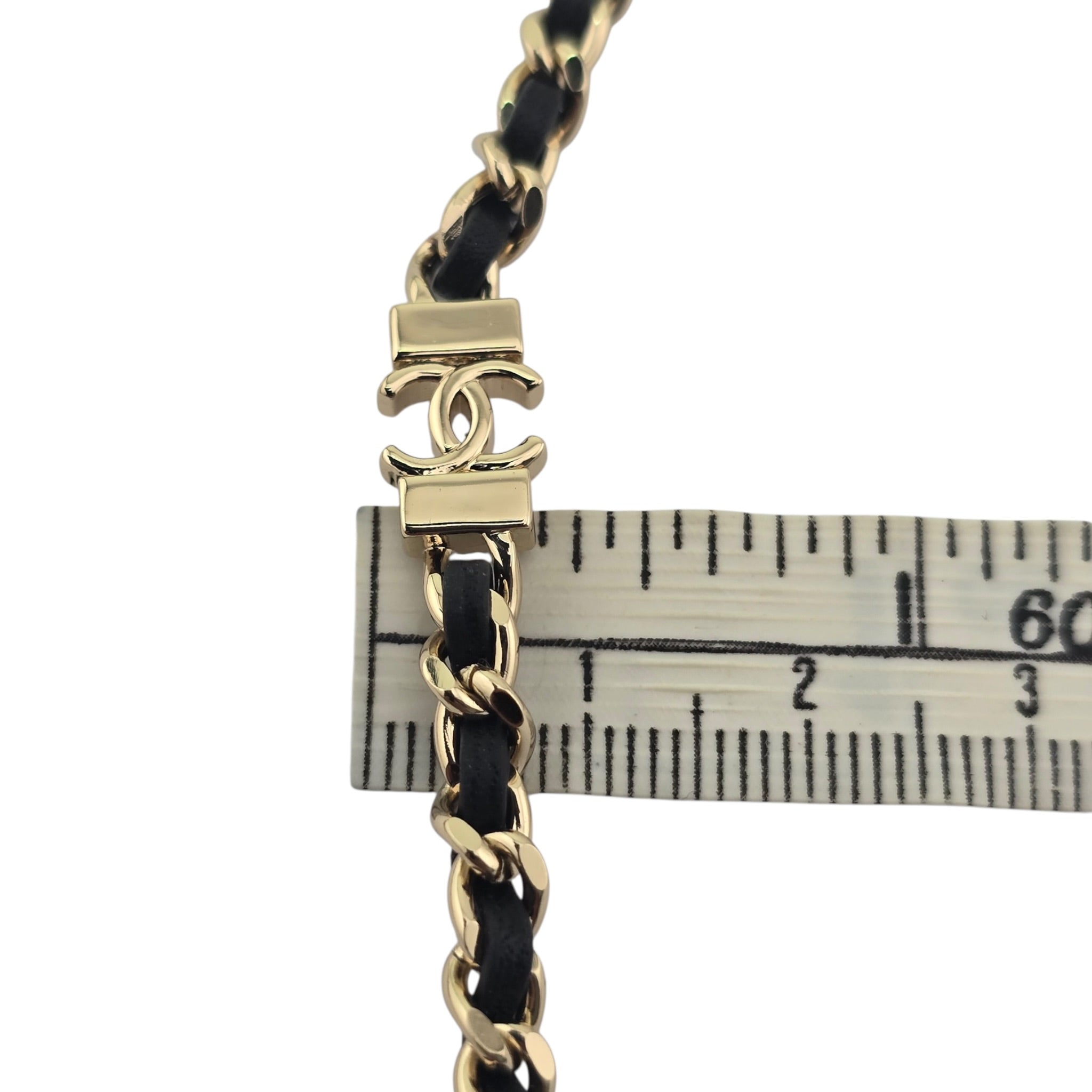 Chanel CC Long Lambskin Black Gold Necklace 2026 CHANEL