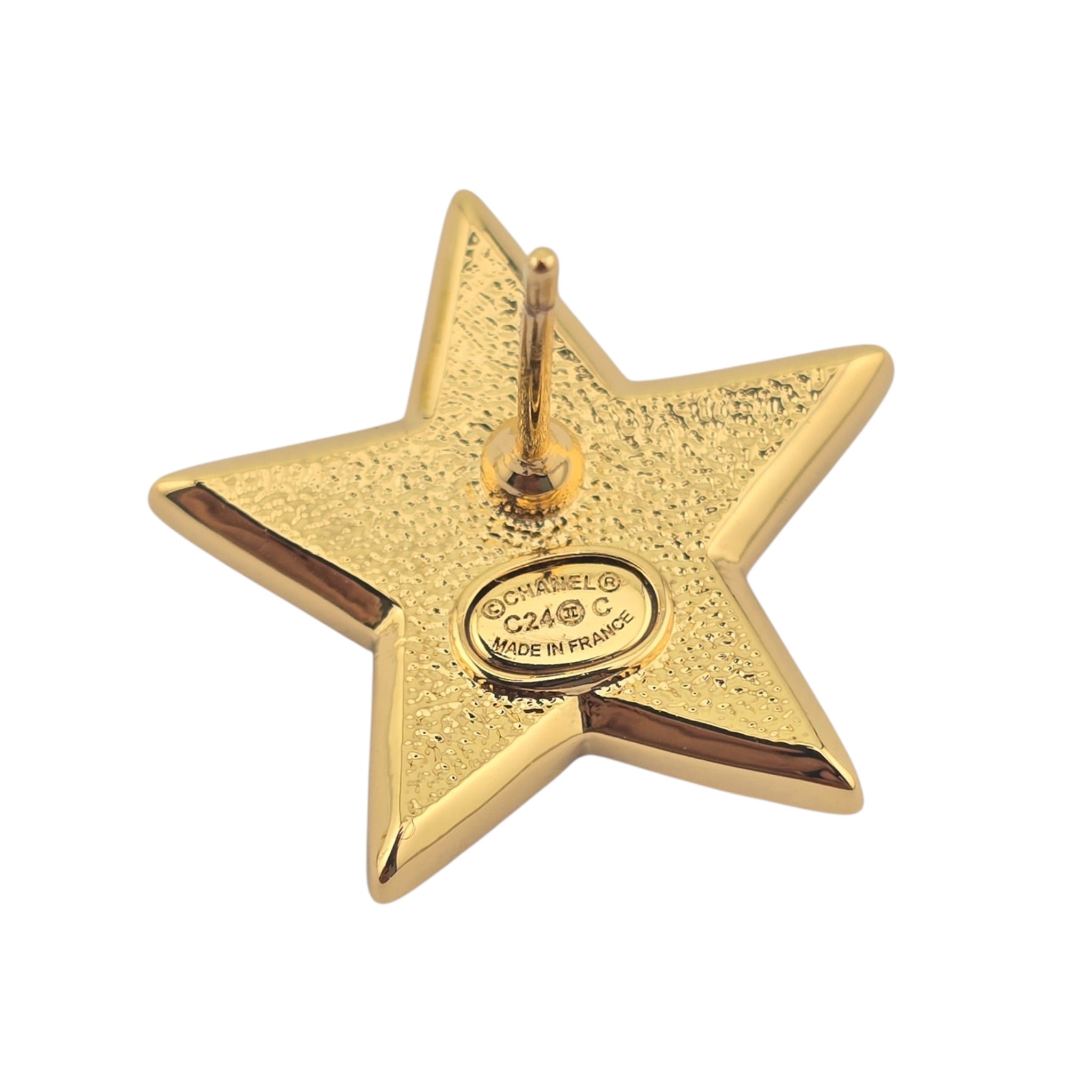 Chanel CC Black Gold Resin Star Stud Earrings 2024 CHANEL
