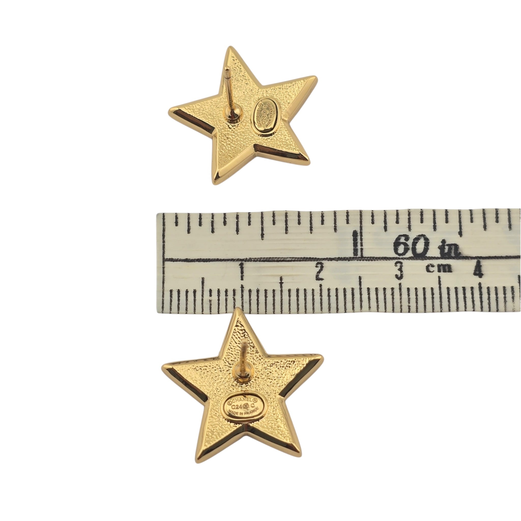 Chanel CC Black Gold Resin Star Stud Earrings 2024 CHANEL
