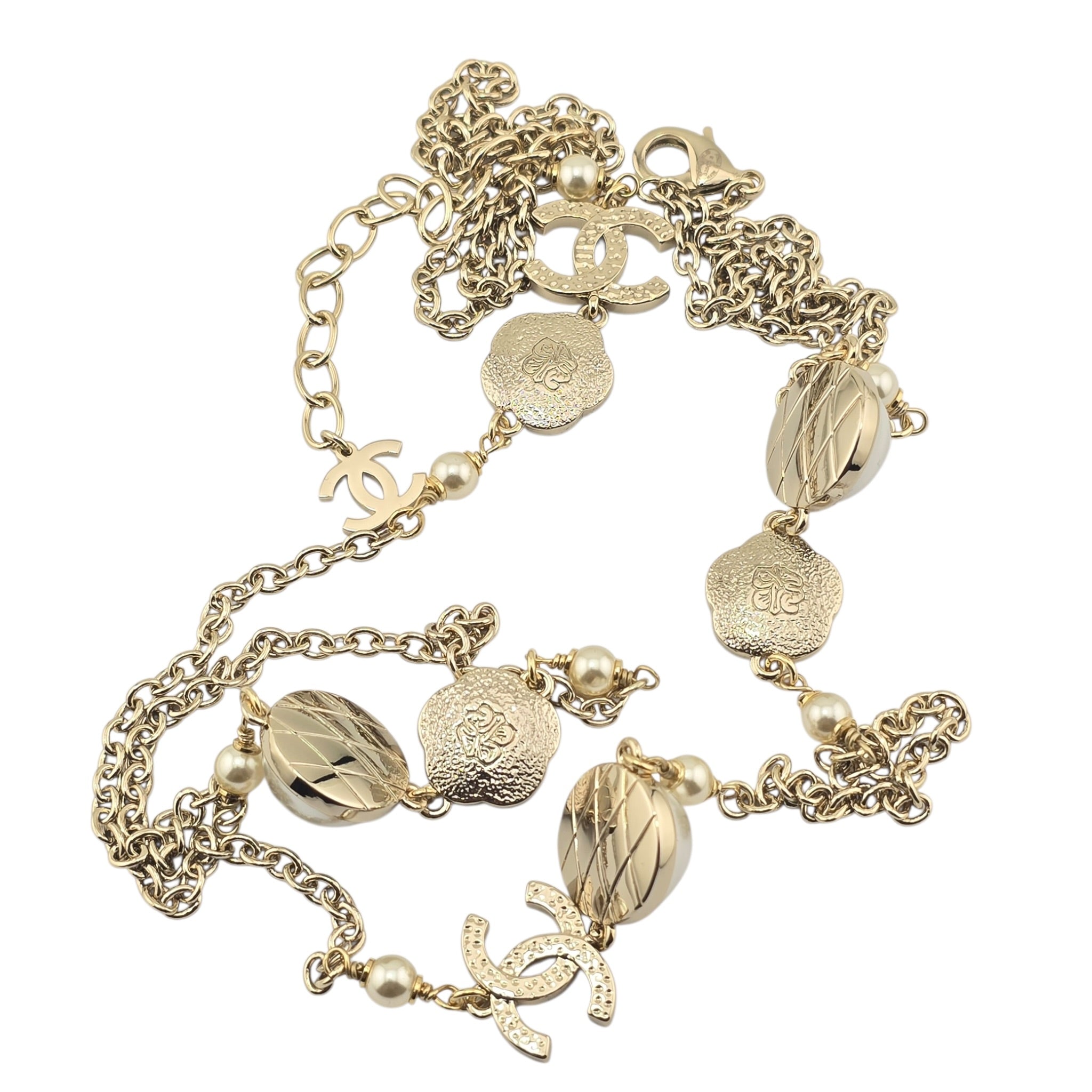 Chanel CC Faux Pearl Metal Long Necklace 2025 CHANEL