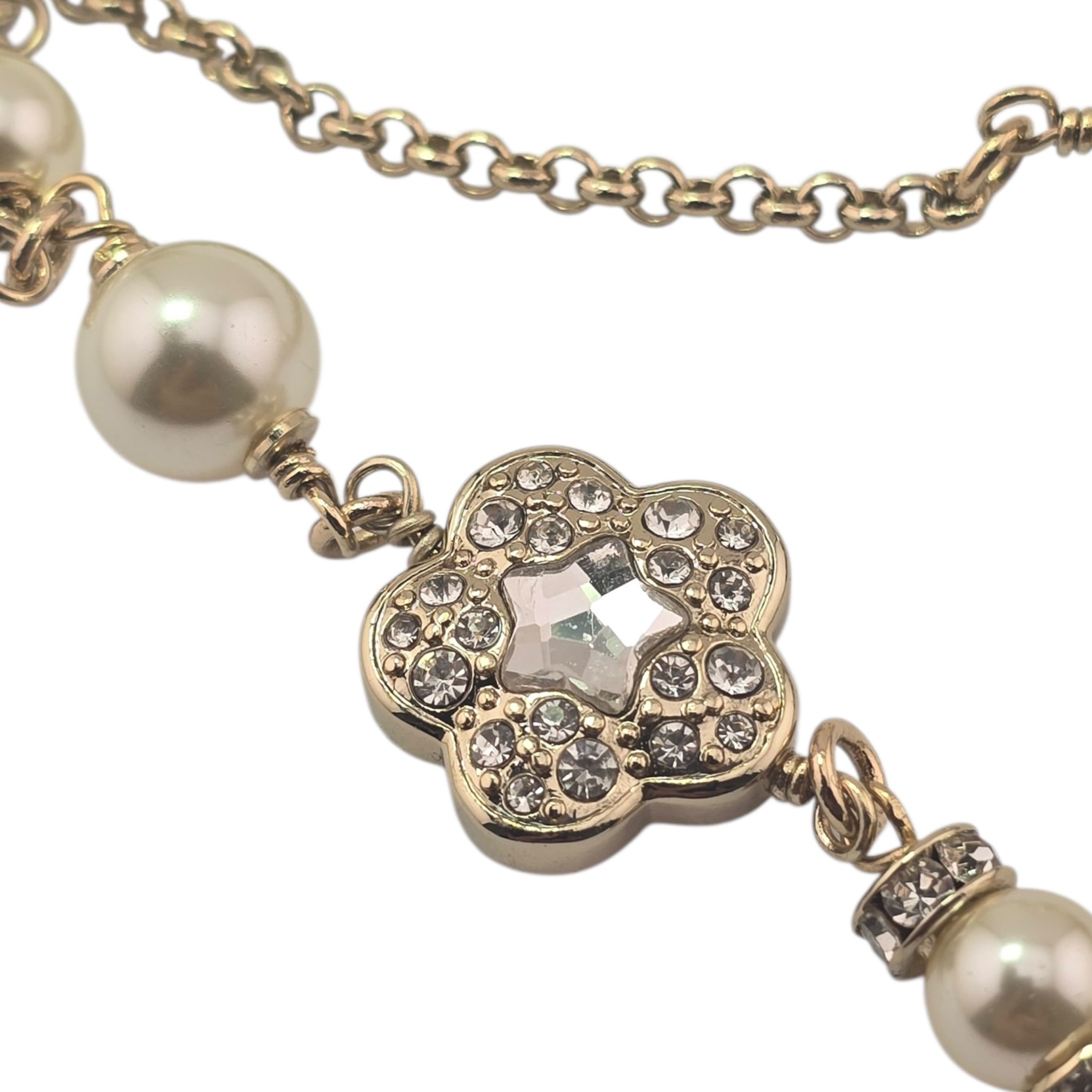 Chanel CC Faux Pearl Crystal Star Camellia Long Necklace 2025 CHANEL