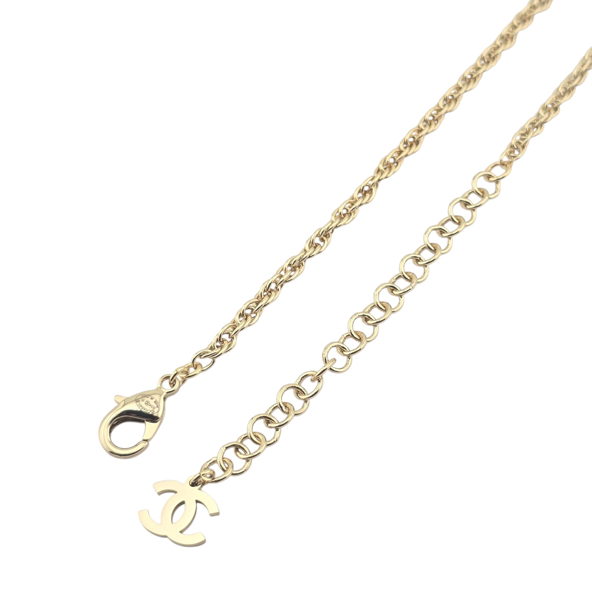 Chanel CC Long Necklace Black Gold Hearts 2024 CHANEL