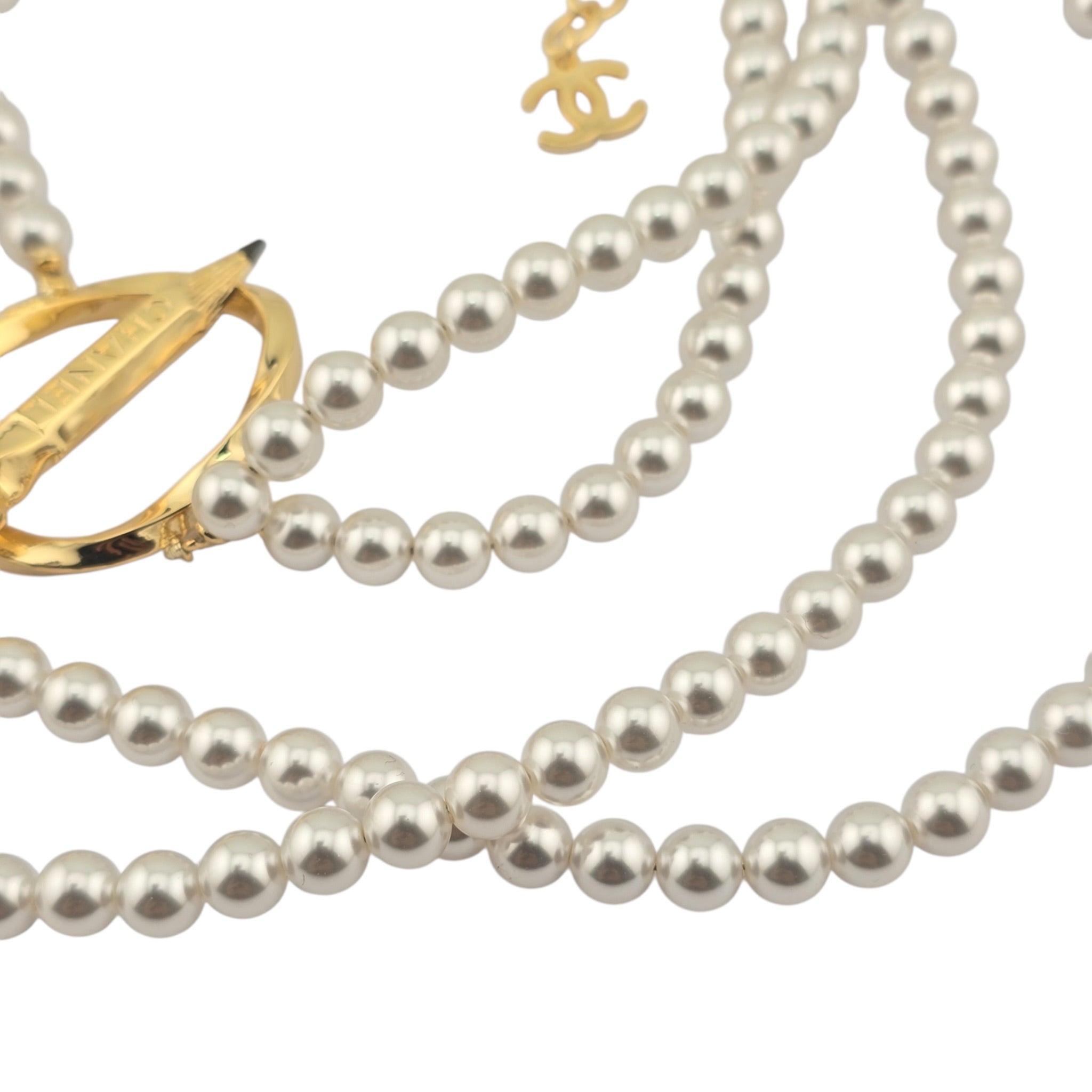 Chanel CC Gold Pencil Pendant Long Faux Pearl Necklace 2025 CHANEL