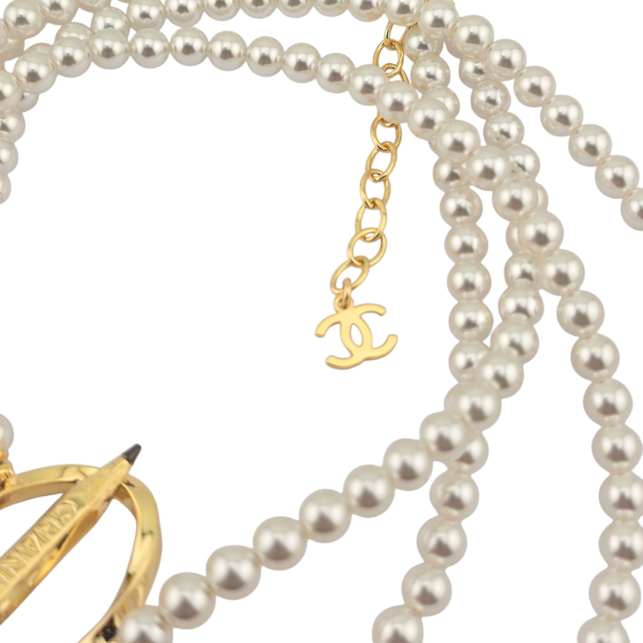 Chanel CC Gold Pencil Pendant Long Faux Pearl Necklace 2025 CHANEL