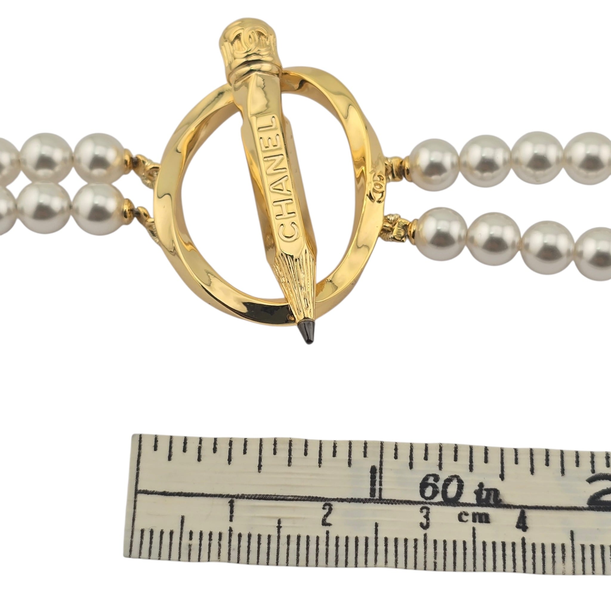 Chanel CC Gold Pencil Pendant Long Faux Pearl Necklace 2025 CHANEL