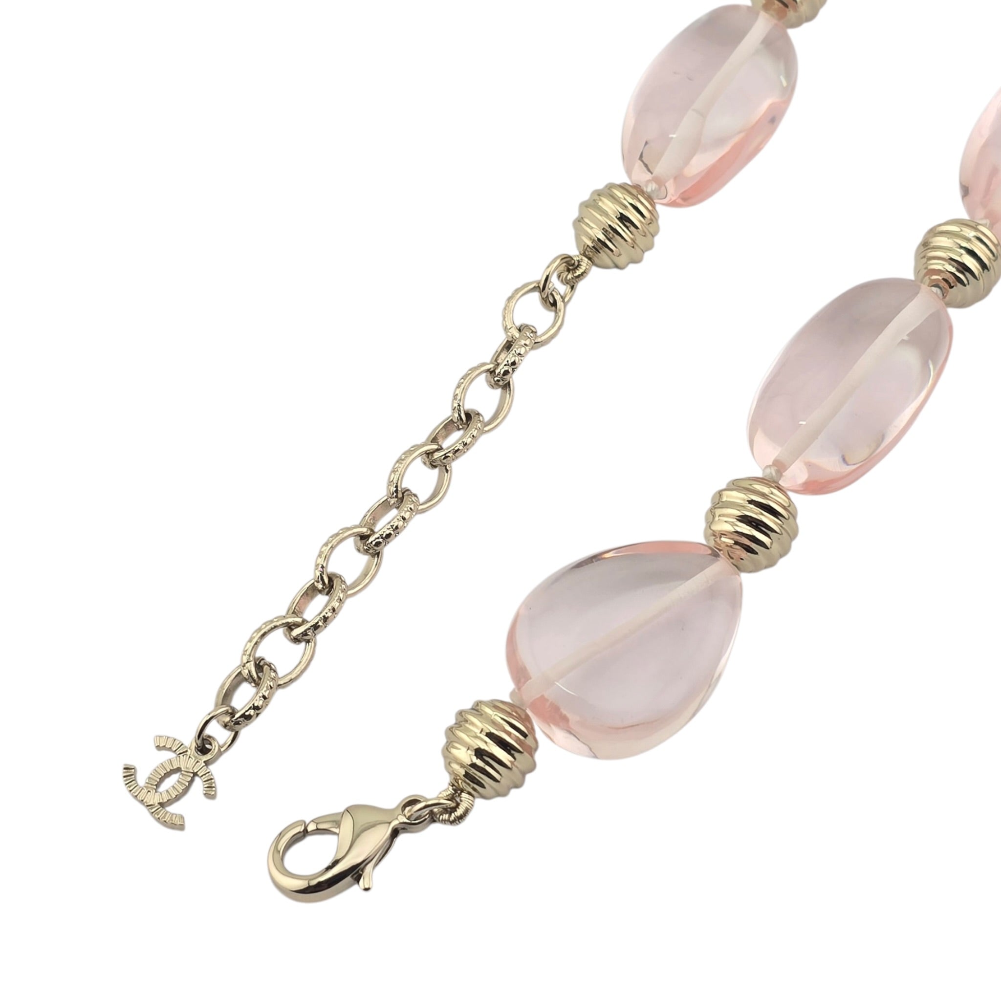 Chanel CC Pink Resin Gold Necklace 2025 CHANEL