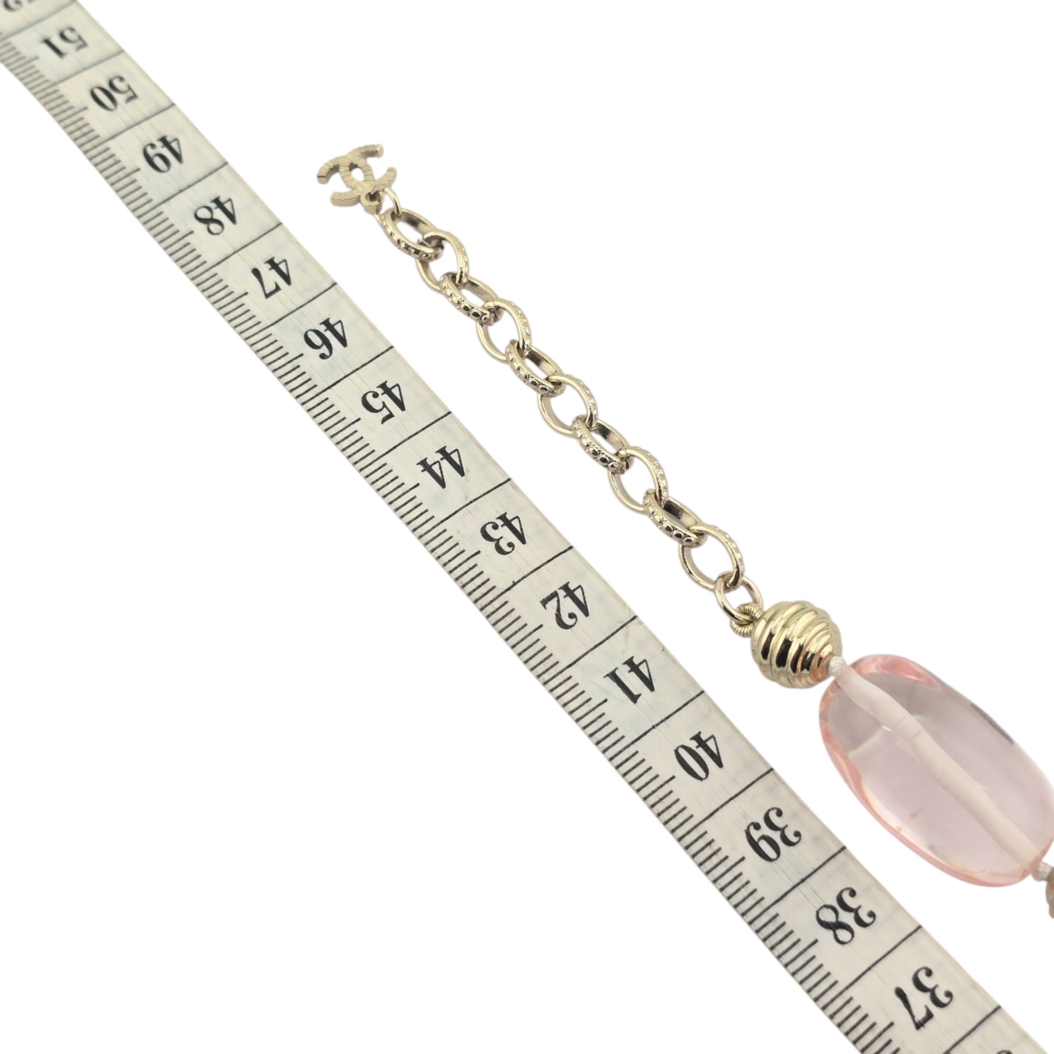 Chanel CC Pink Resin Gold Necklace 2025 CHANEL