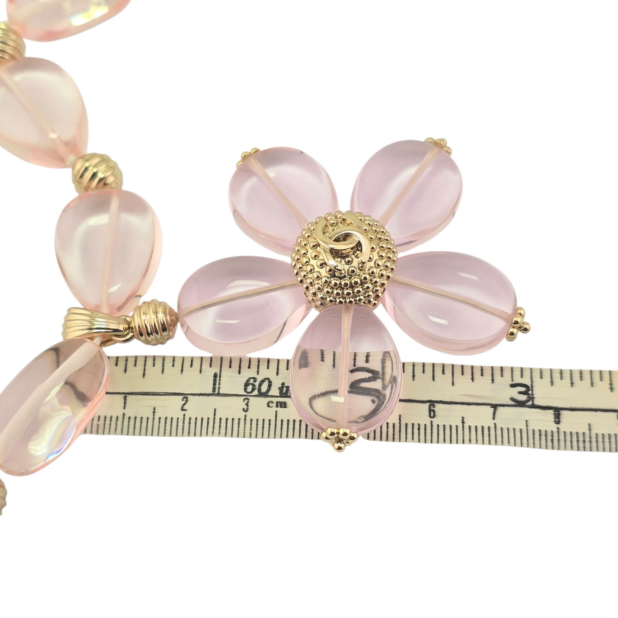 Chanel CC Pink Resin Gold Necklace 2025 CHANEL