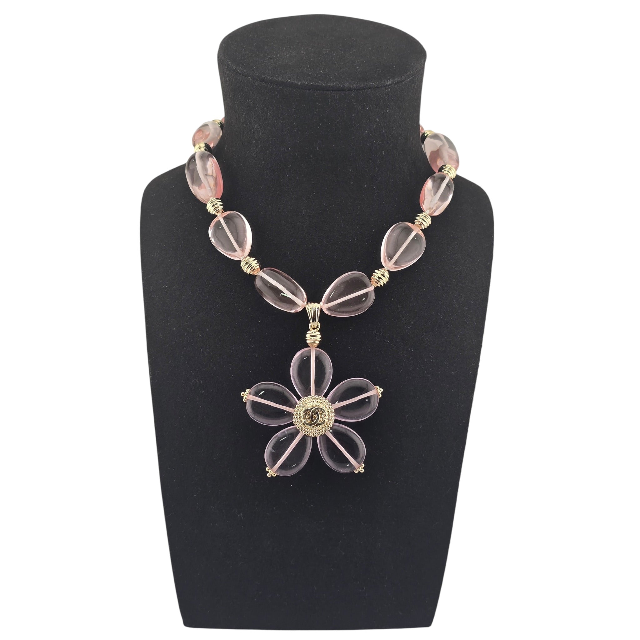 Chanel CC Pink Resin Gold Necklace 2025 CHANEL