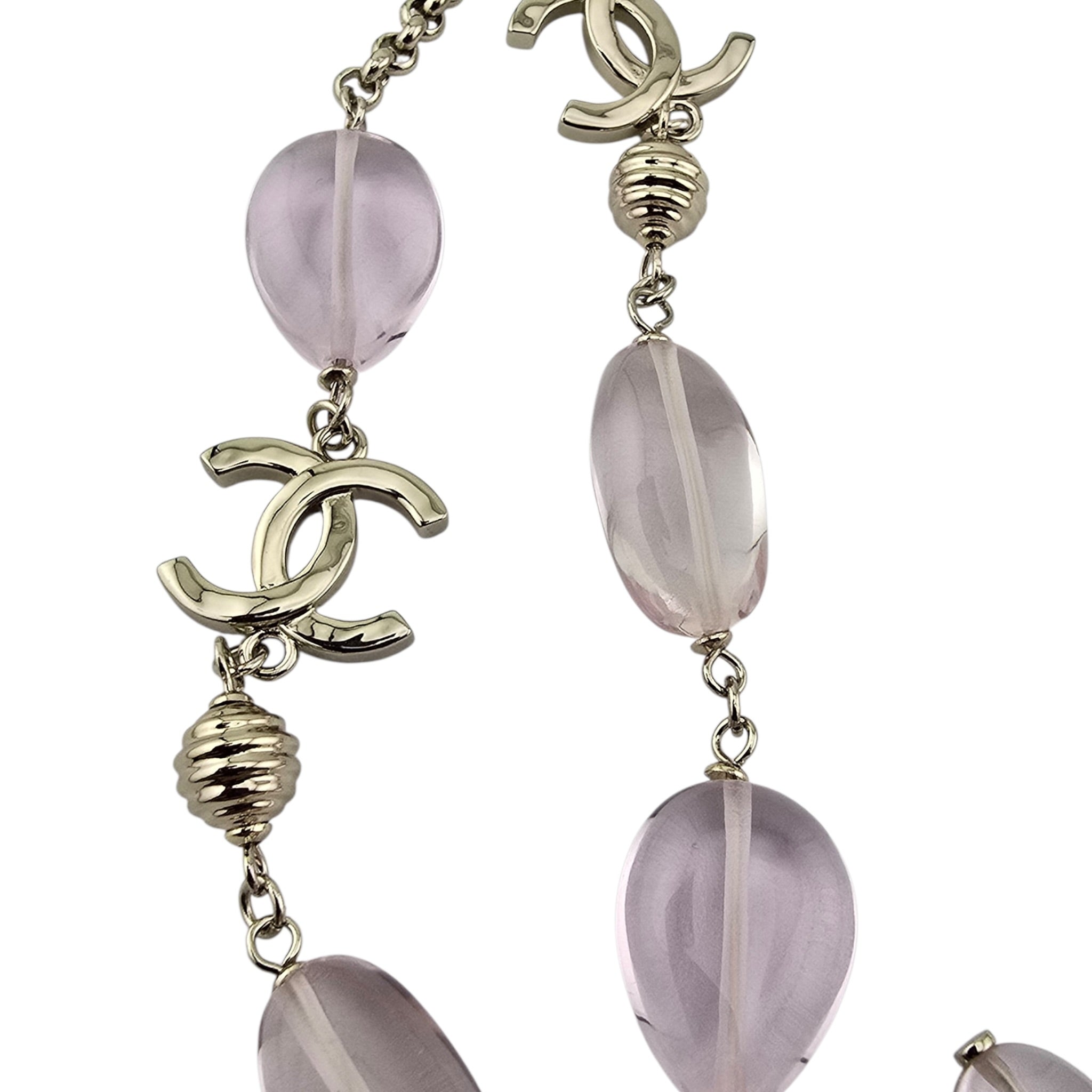 Chanel CC Pink Resin Bead Gold Long Necklace 2026 CHANEL