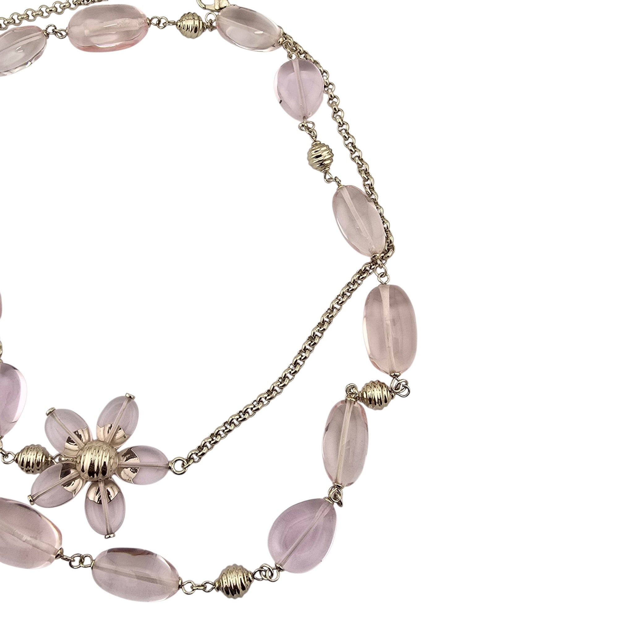 Chanel CC Pink Resin Bead Gold Long Necklace 2026 CHANEL