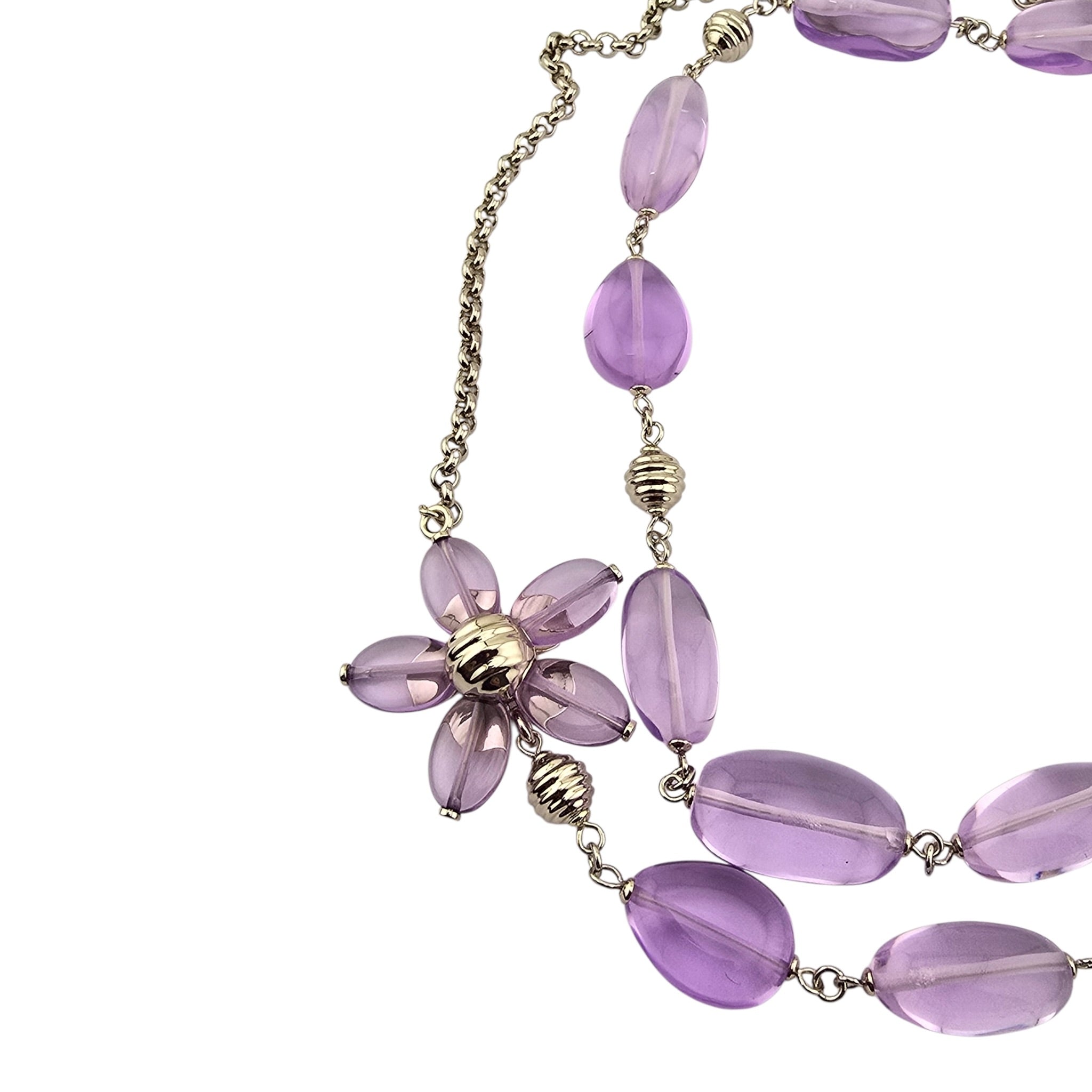 Chanel CC Purple Resin Bead Gold Long Necklace 2026 CHANEL