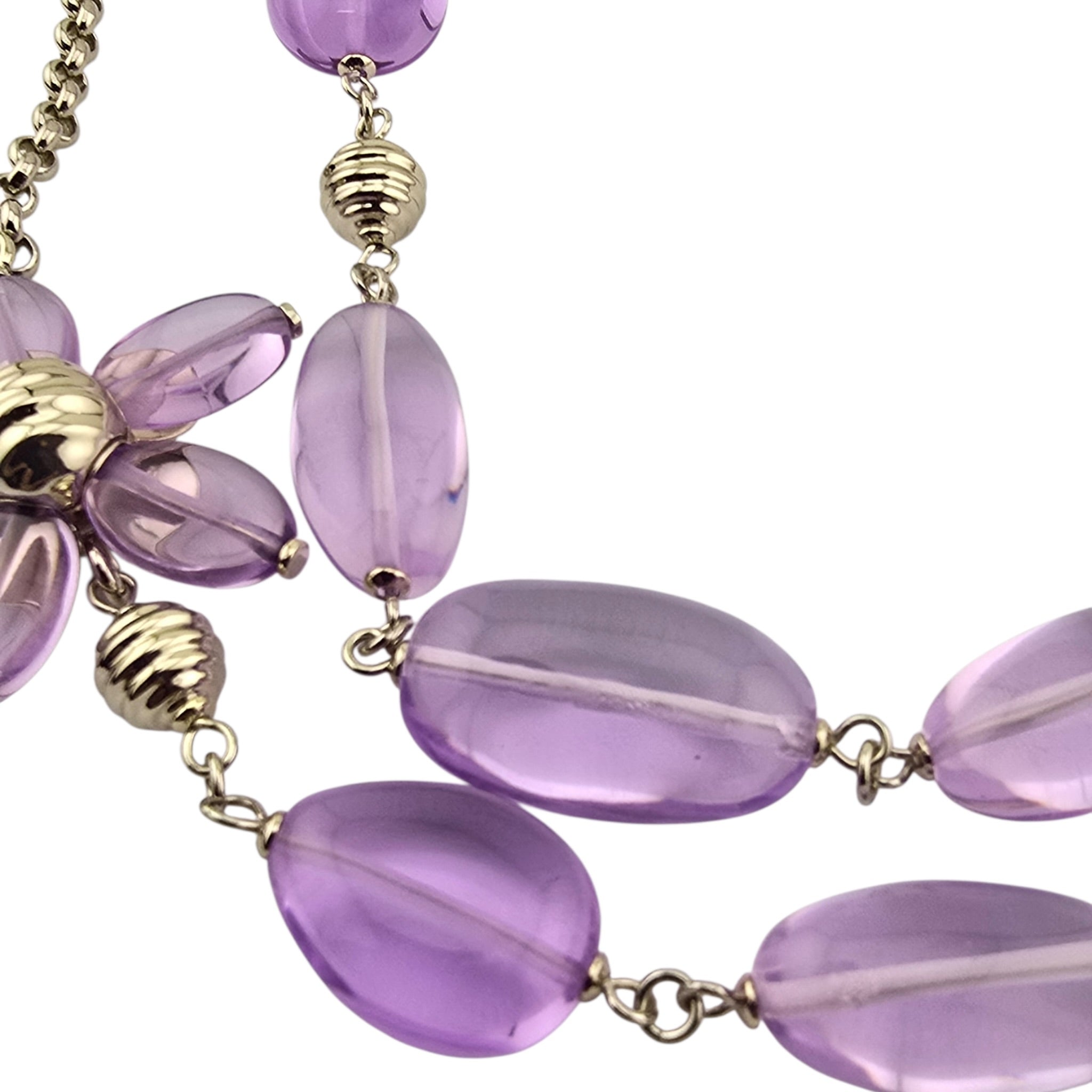 Chanel CC Purple Resin Bead Gold Long Necklace 2026 CHANEL