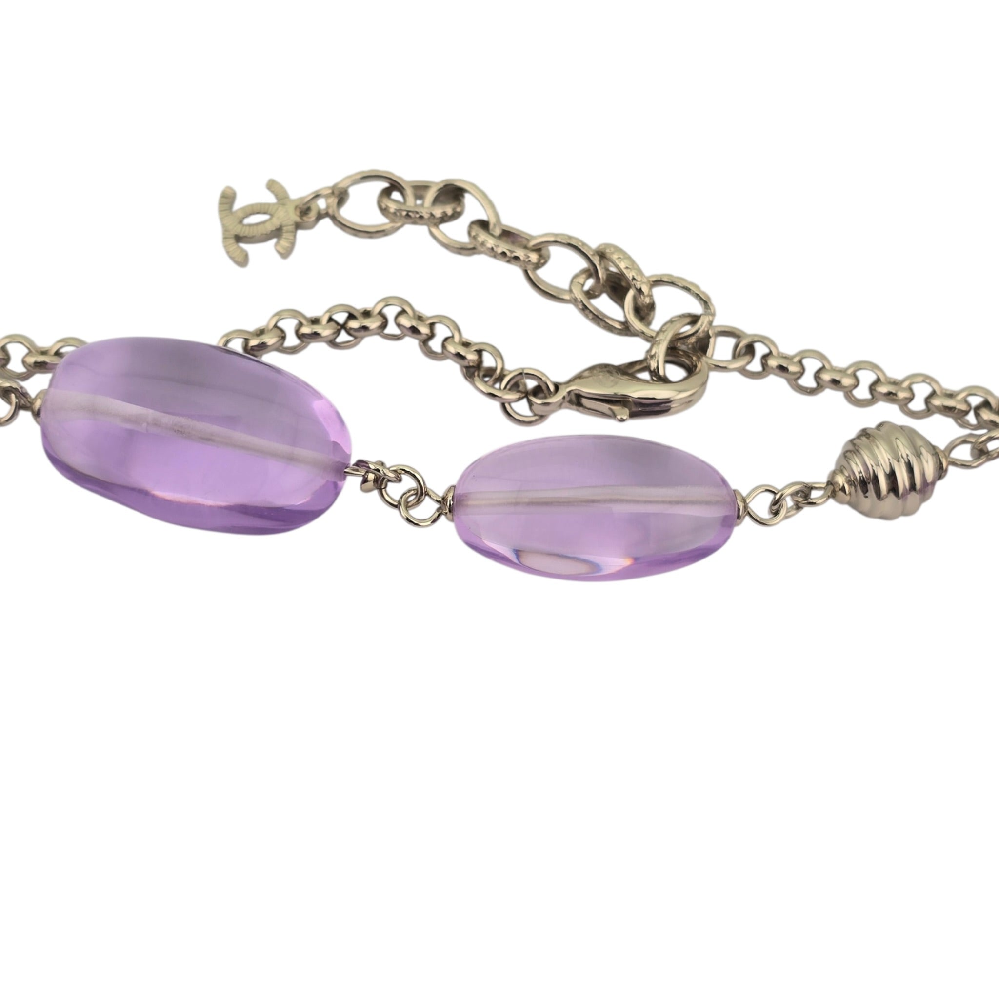 Chanel CC Purple Resin Bead Gold Long Necklace 2026 CHANEL
