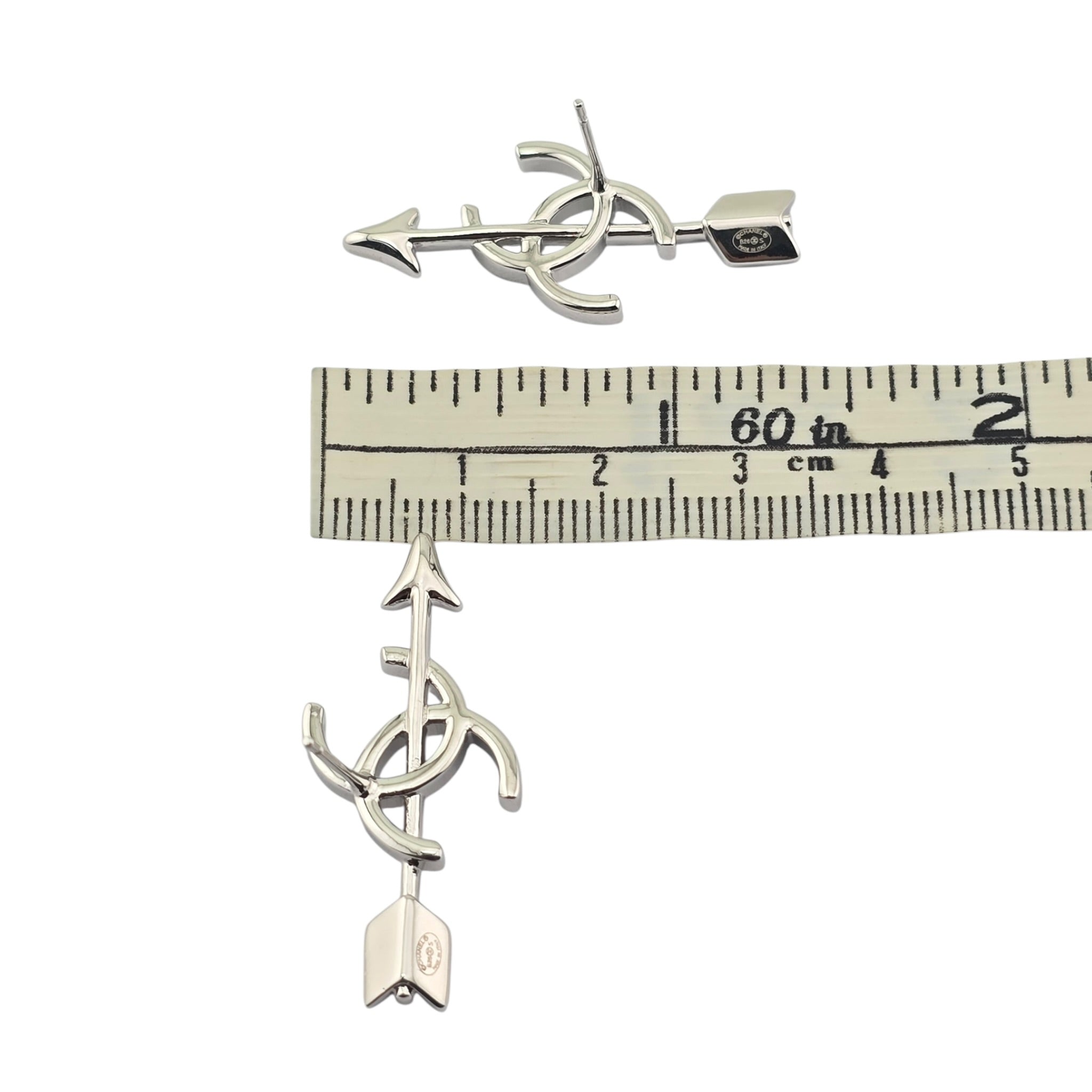 Chanel CC Arrow Stud Silver Earrings 2026 SS26 CHANEL