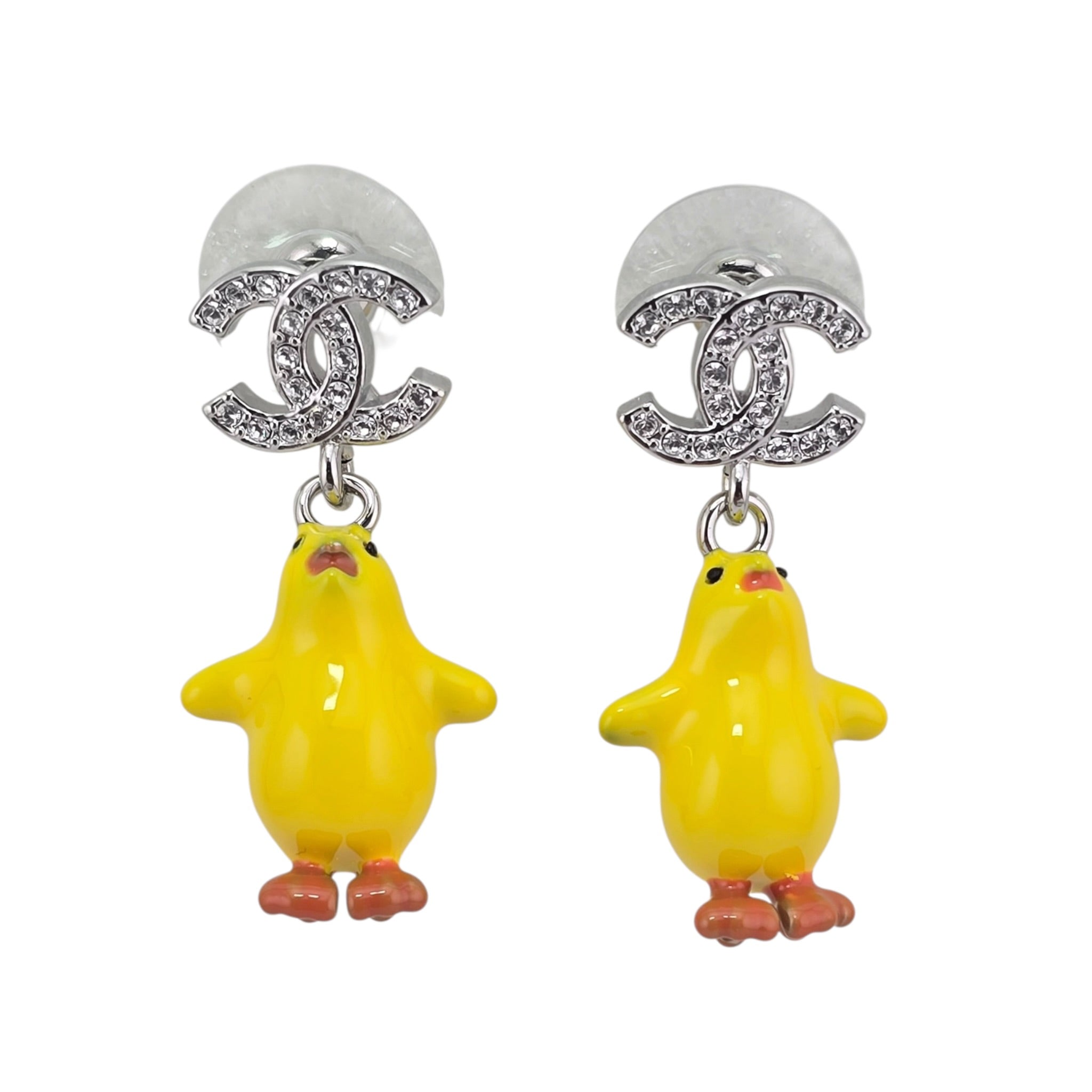 Chanel CC Metal Resin Strass Crystal Baby Chick Pendant Earrings 2026 CHANEL