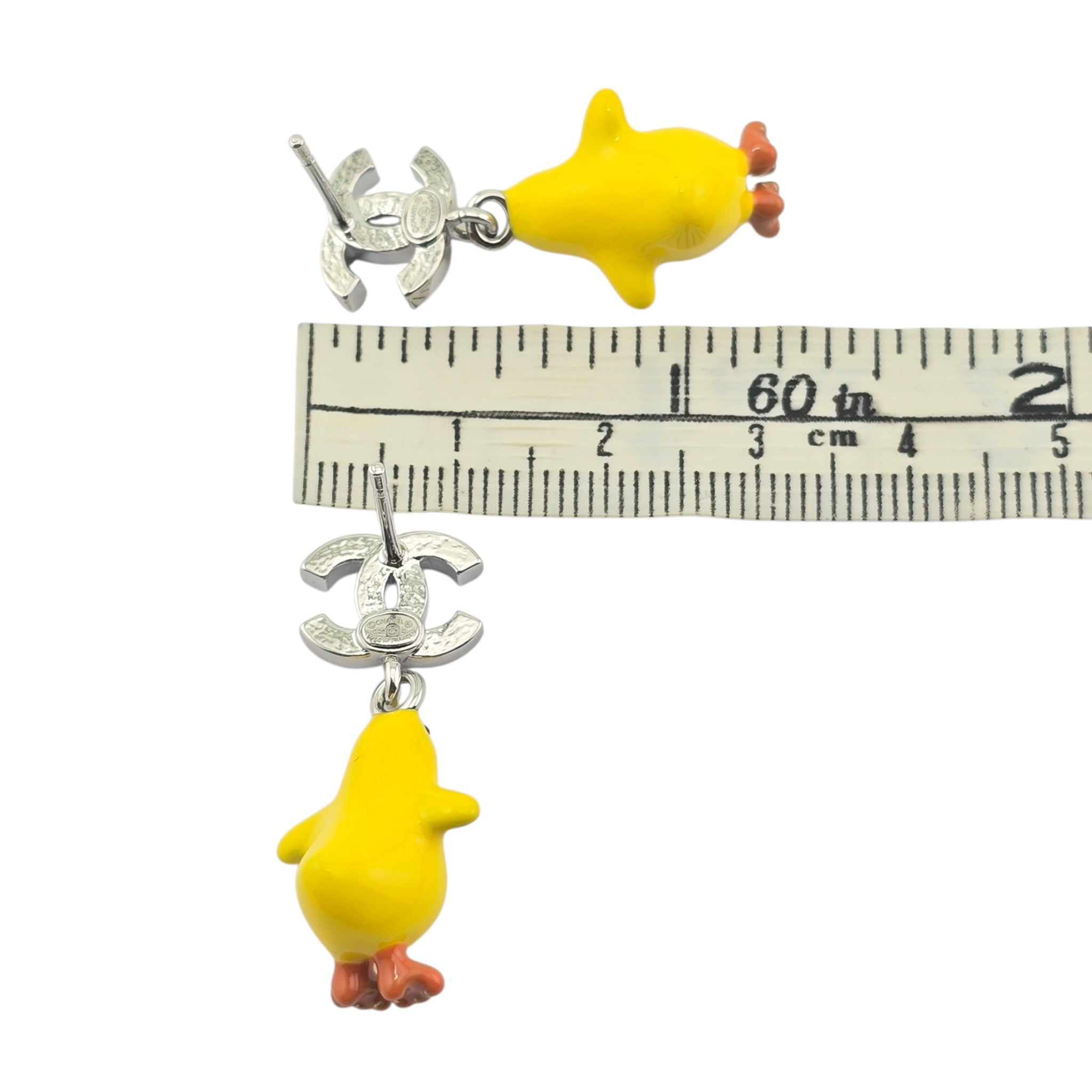 Chanel CC Metal Resin Strass Crystal Baby Chick Pendant Earrings 2026 CHANEL