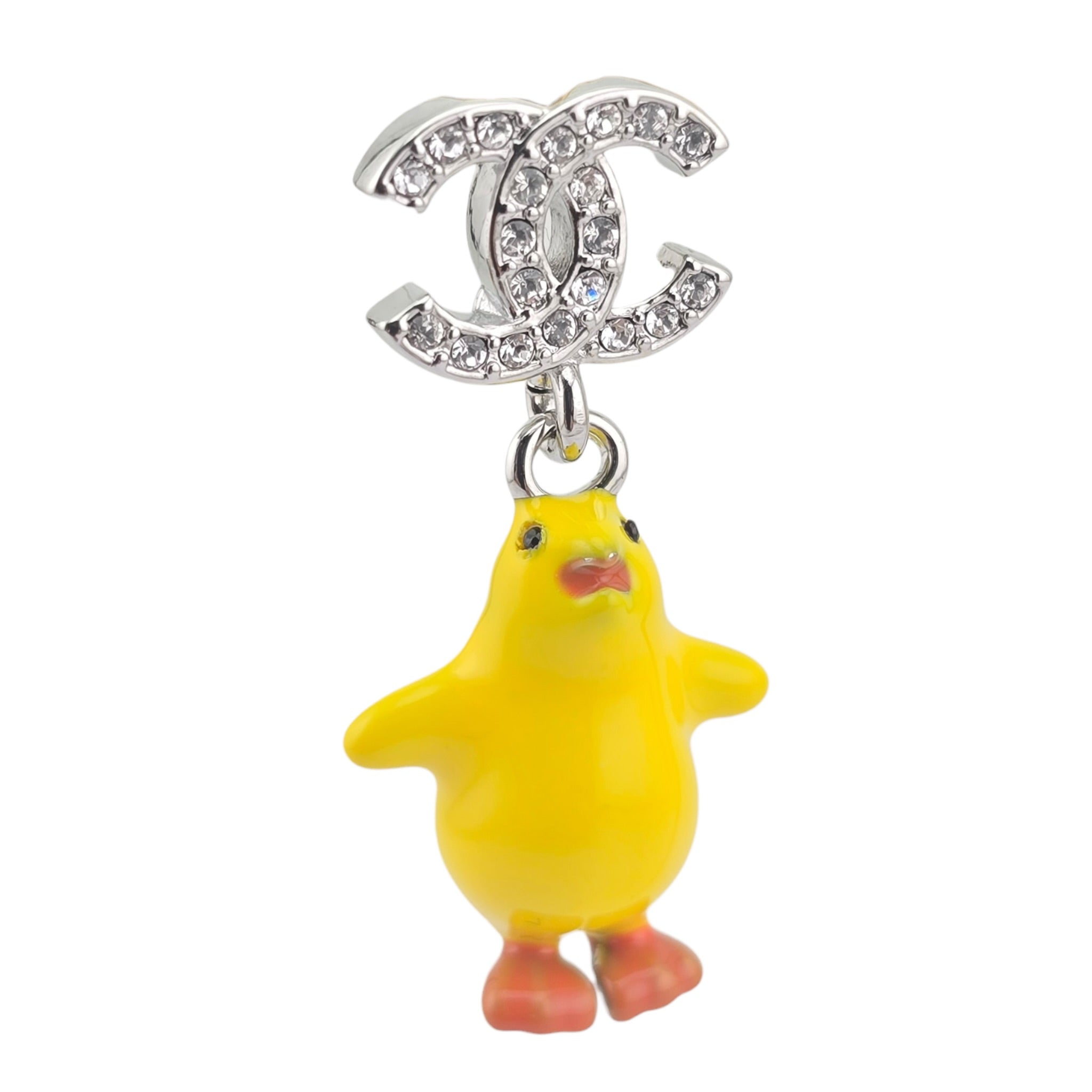 Chanel CC Metal Resin Strass Crystal Baby Chick Pendant Earrings 2026 CHANEL