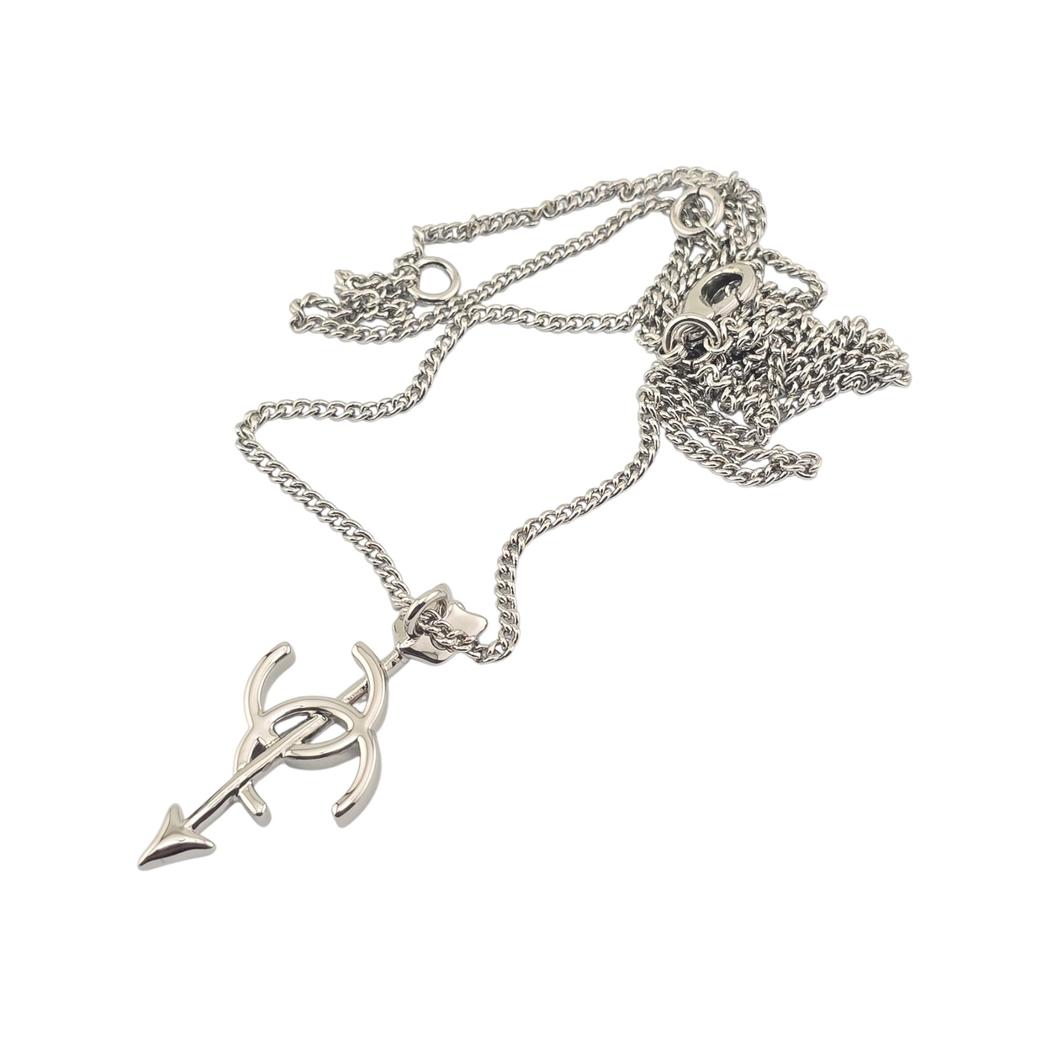 Chanel CC Arrow Pendant Silver Necklace 2026 SS26 CHANEL
